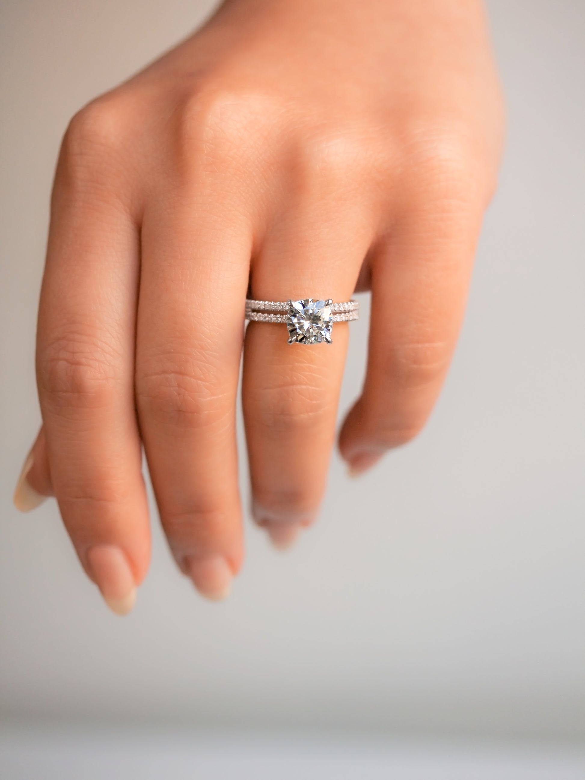 2.25 Carat Moissanite Cushion Petite Bridal Set