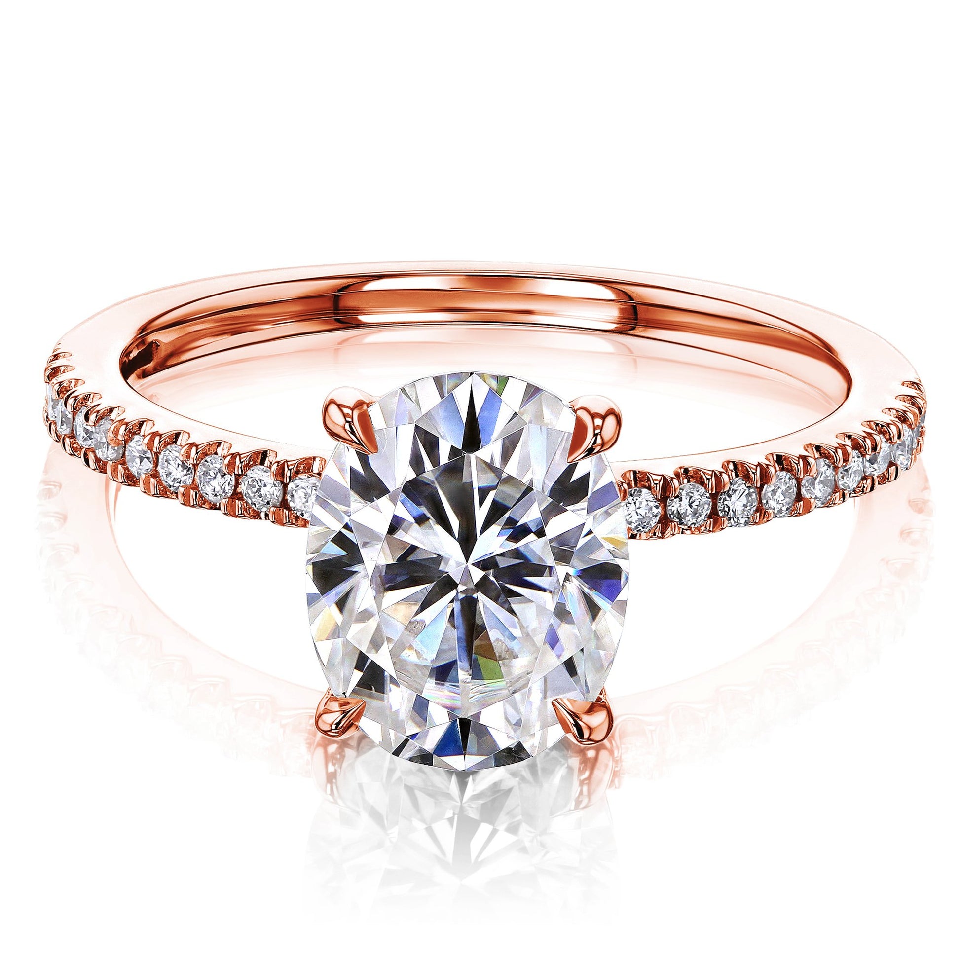 Kobelli 2.1ct Oval Moissanite Slender Diamond Shank Engagement Ring