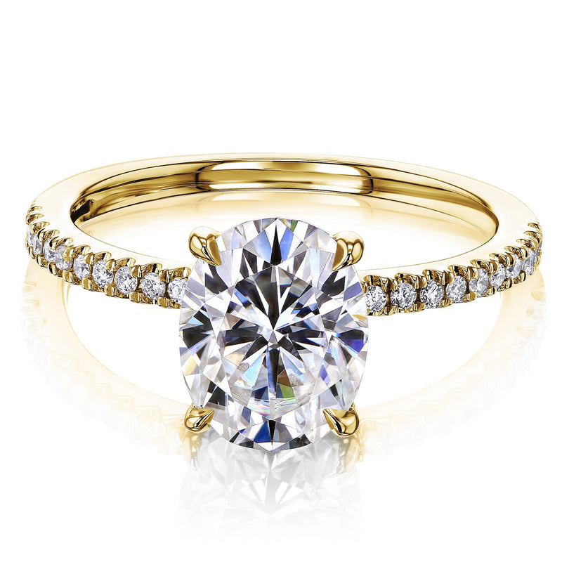 Kobelli 2.1ct Oval Moissanite Slender Diamond Shank Engagement Ring