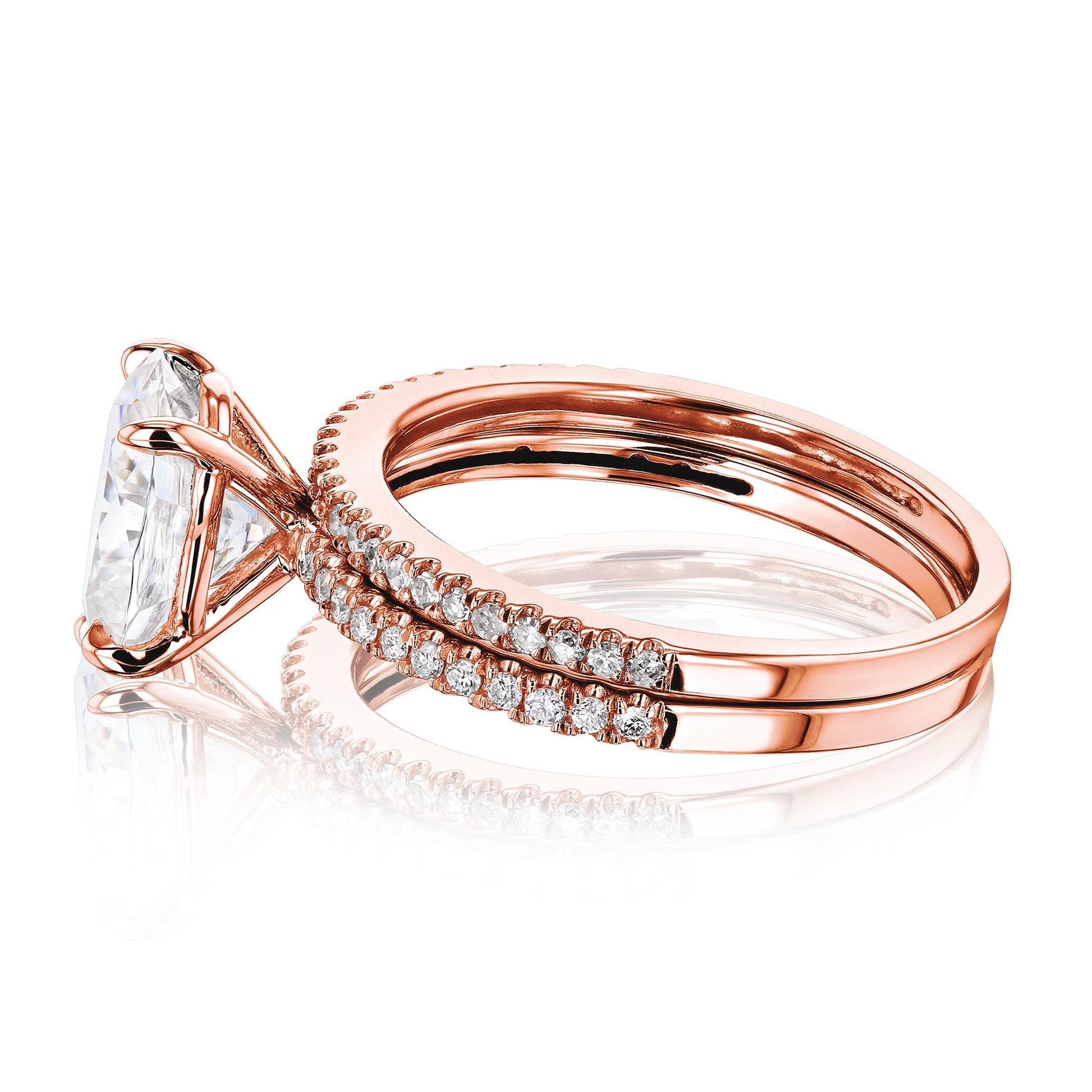 Kobelli 2.1ct Oval Moissanite Slender Diamond Shank Bridal Rings