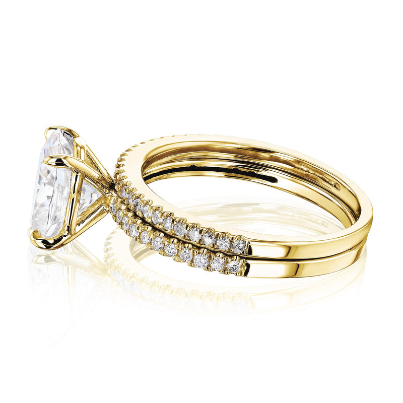 Kobelli 2.1ct Oval Moissanite Slender Diamond Shank Bridal Rings
