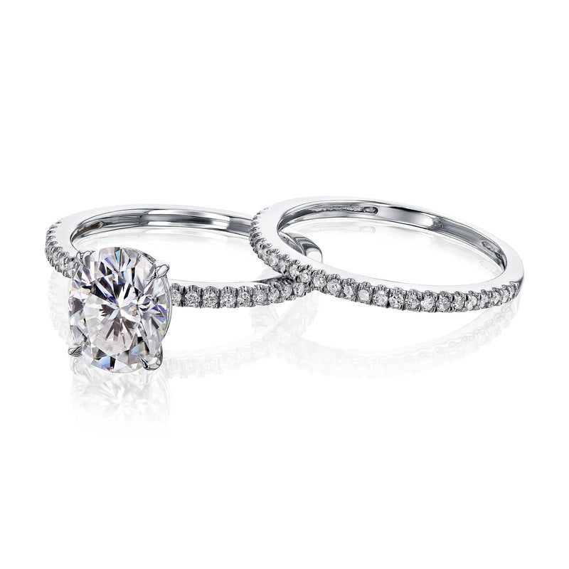 Kobelli 2.1ct Oval Moissanite Slender Diamond Shank Bridal Rings
