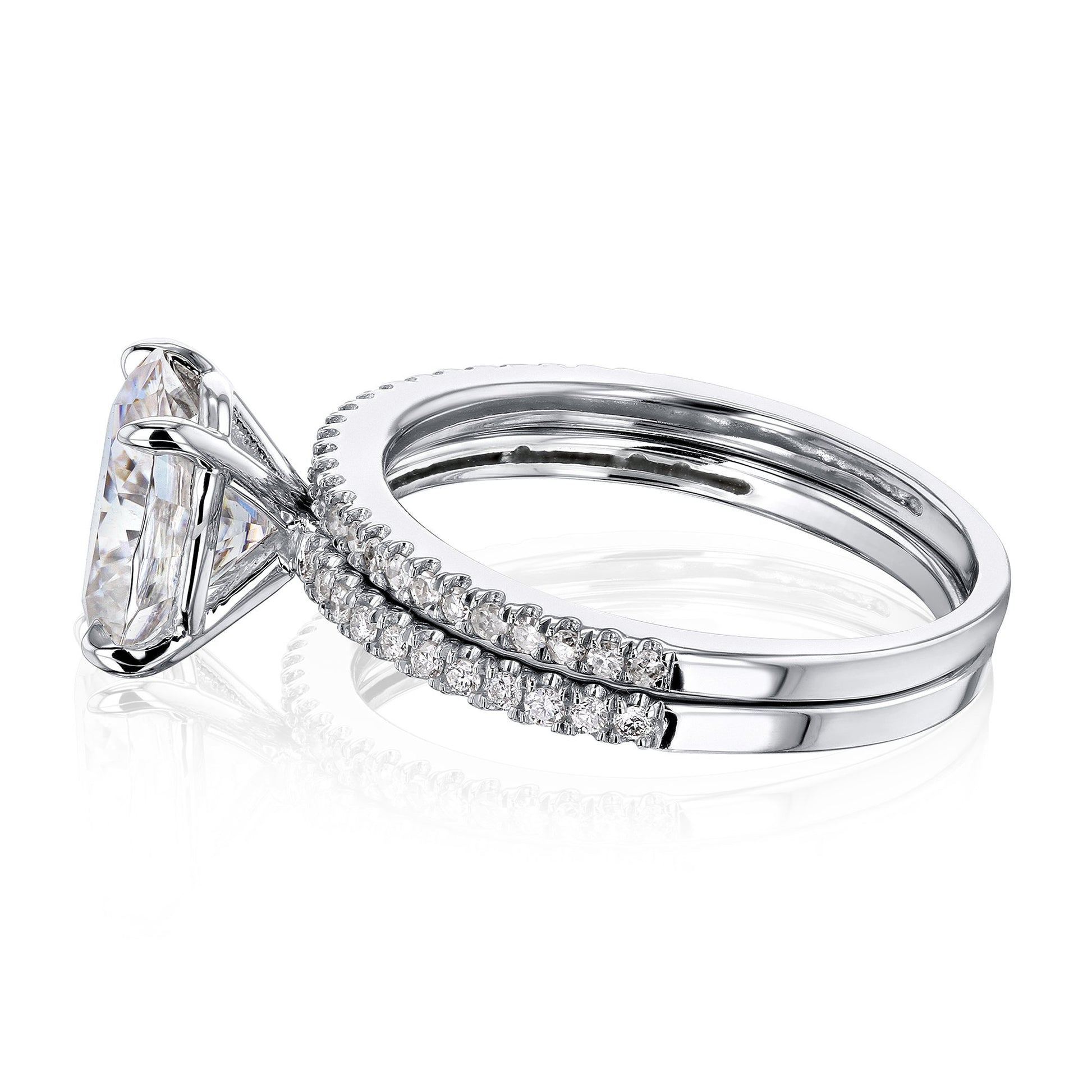 Kobelli 2.1ct Oval Moissanite Slender Diamond Shank Bridal Rings