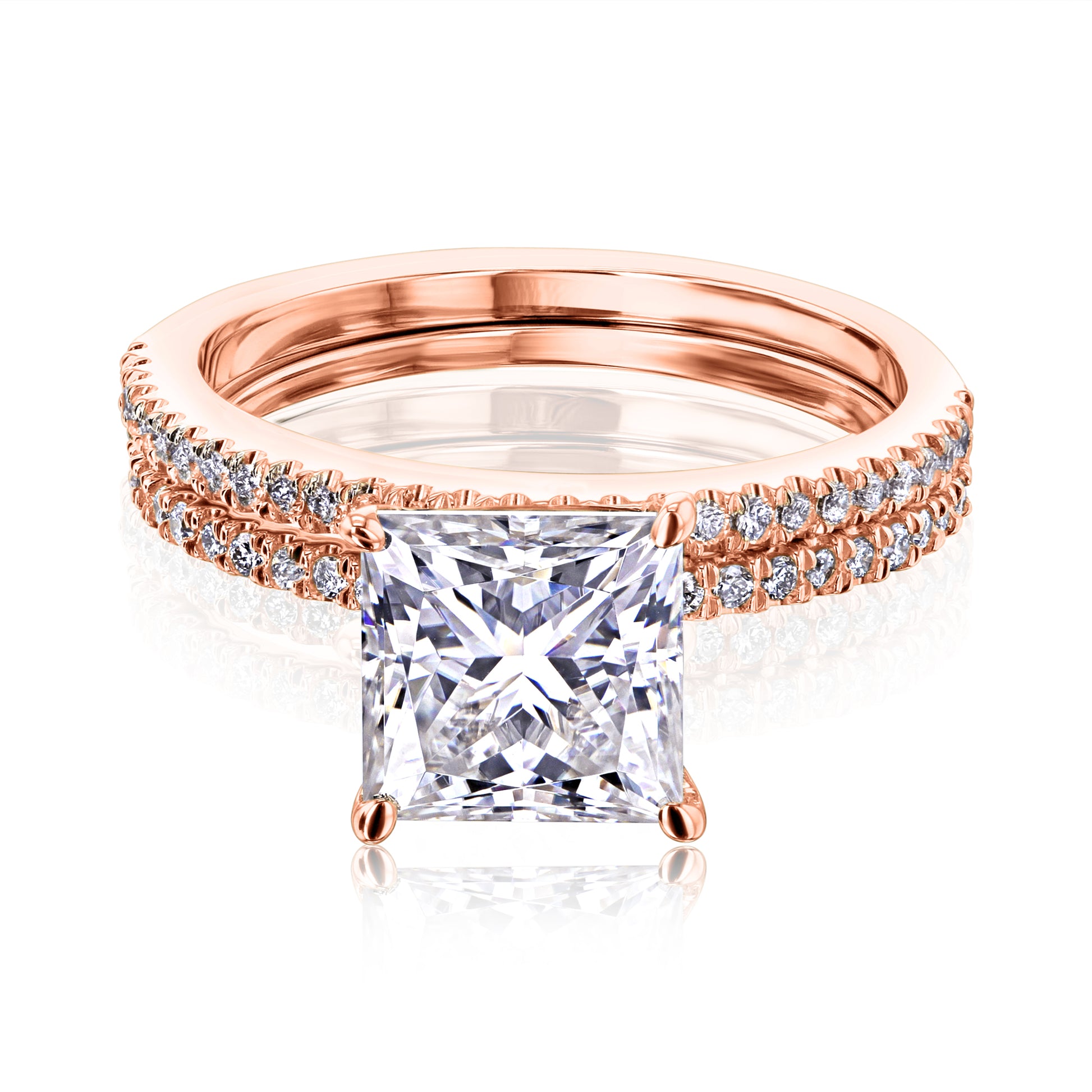 2 Carat Moissanite Princess Petite Bridal Set