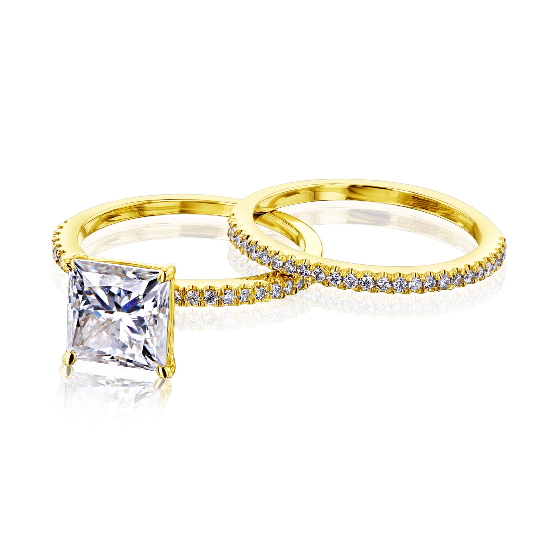 2 Carat Moissanite Princess Petite Bridal Set