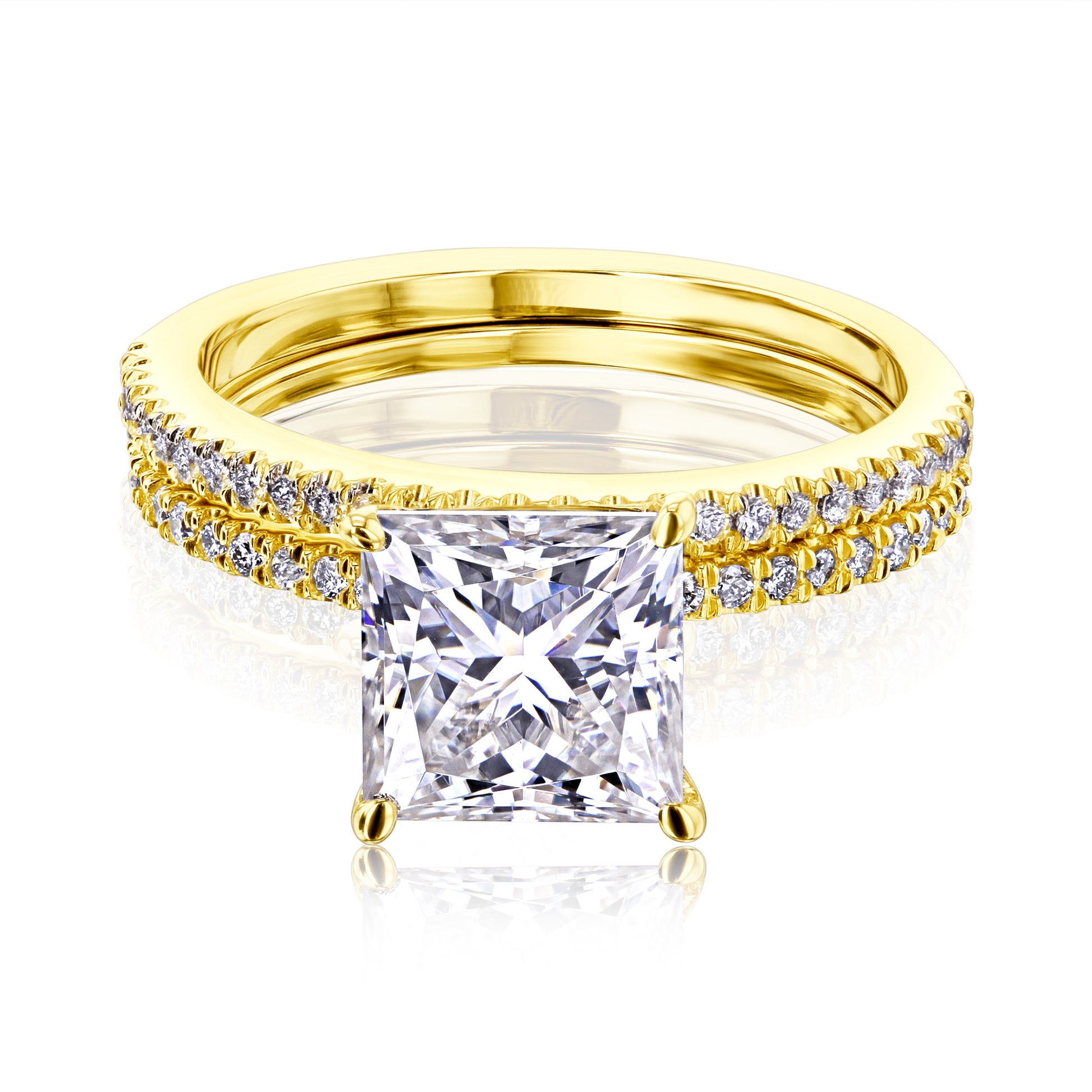 2 Carat Moissanite Princess Petite Bridal Set