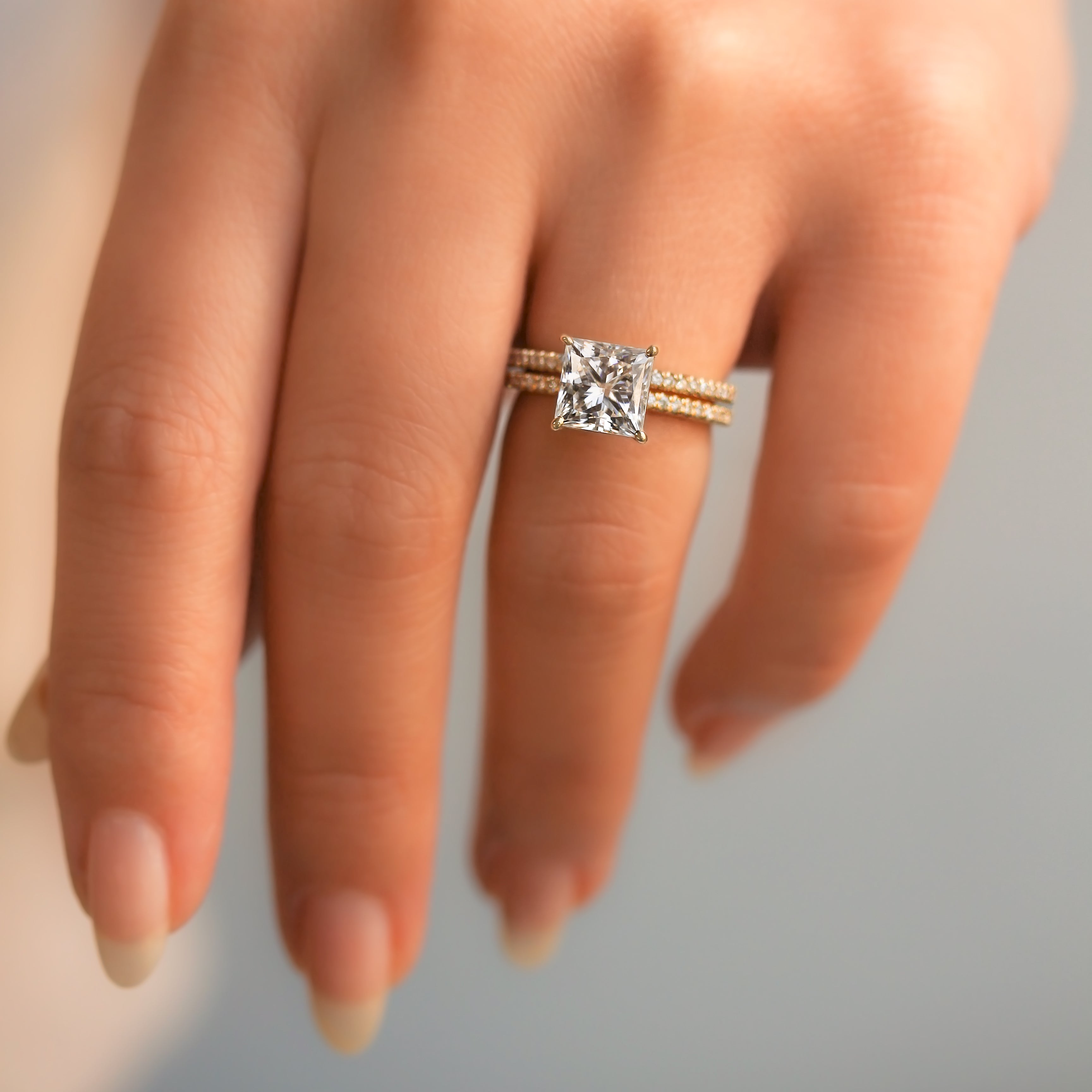 2 Carat Moissanite Princess Petite Bridal Set