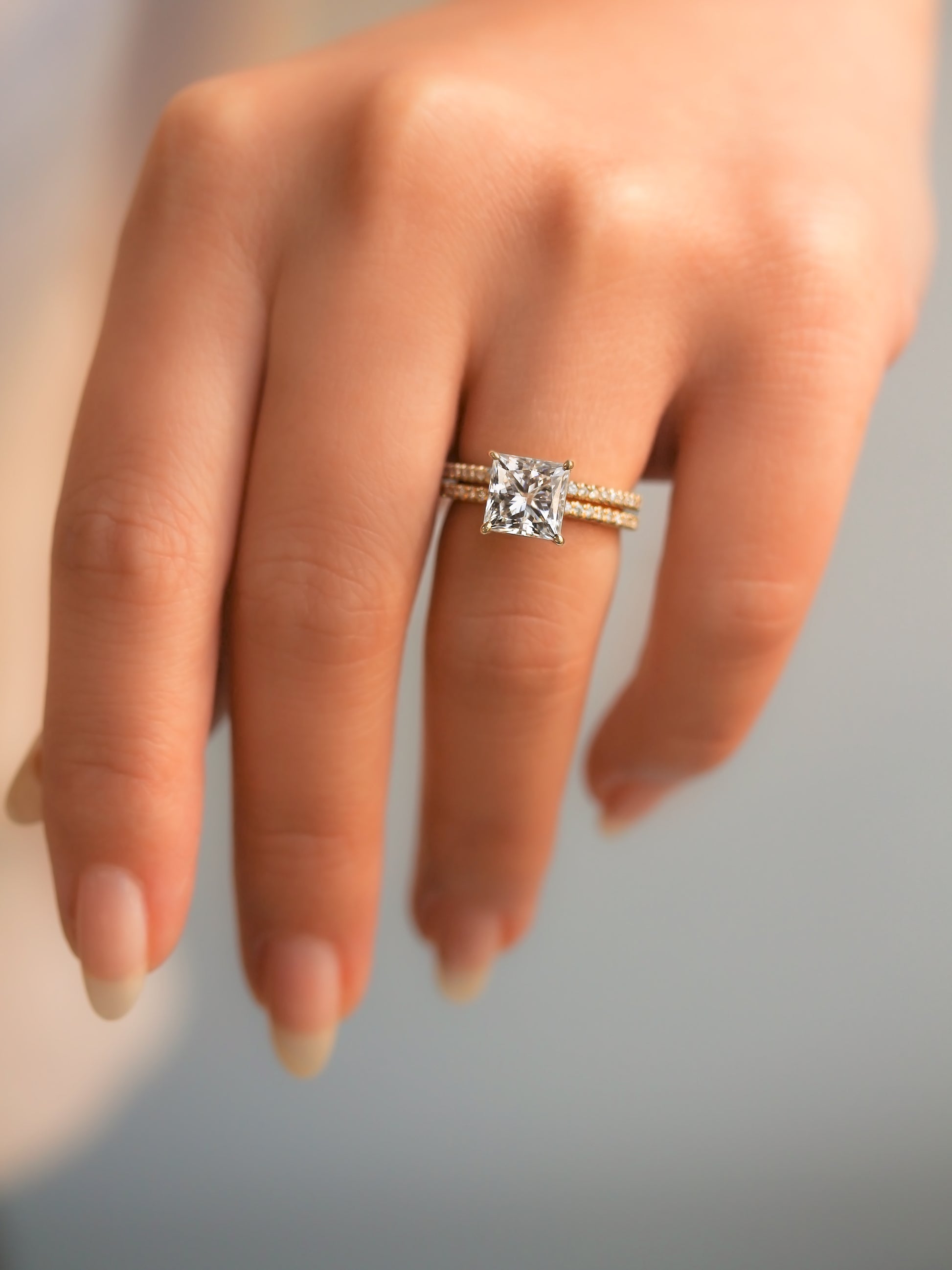 2 Carat Moissanite Princess Petite Bridal Set