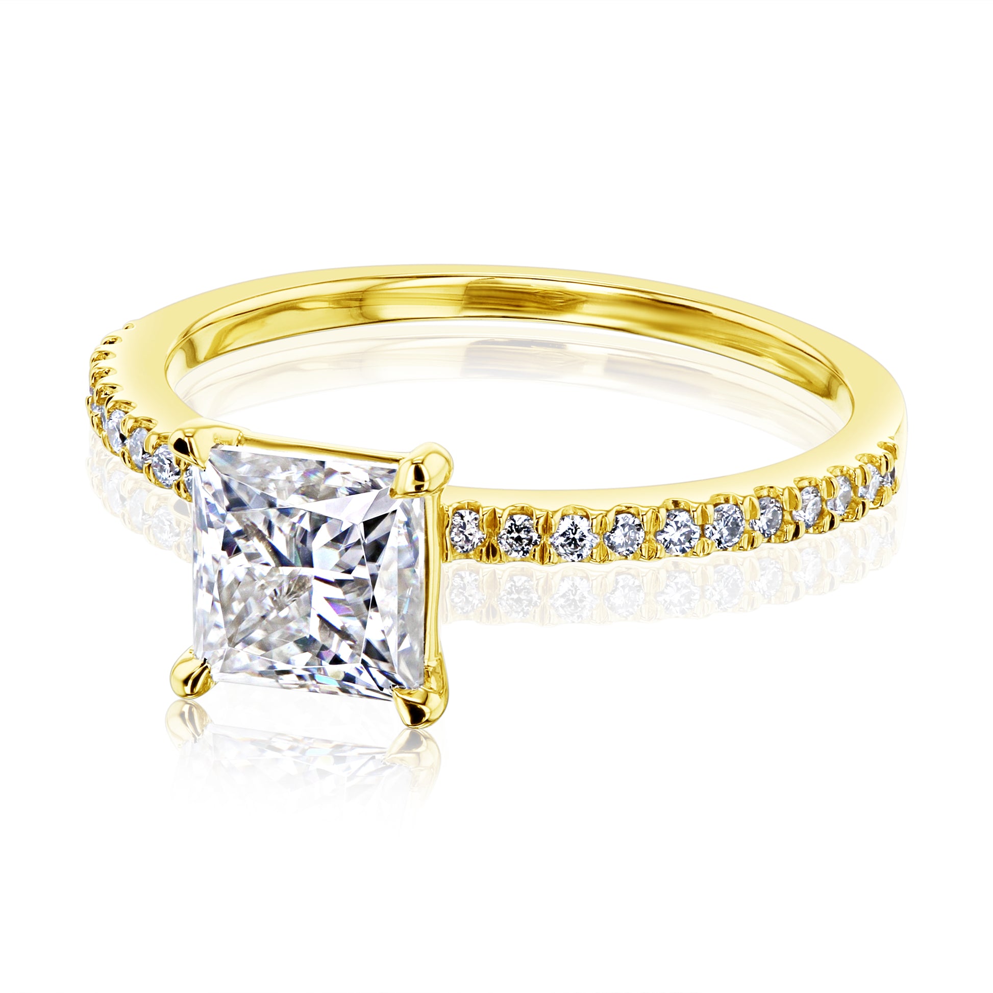 1 Carat Moissanite Princess Petite Ring