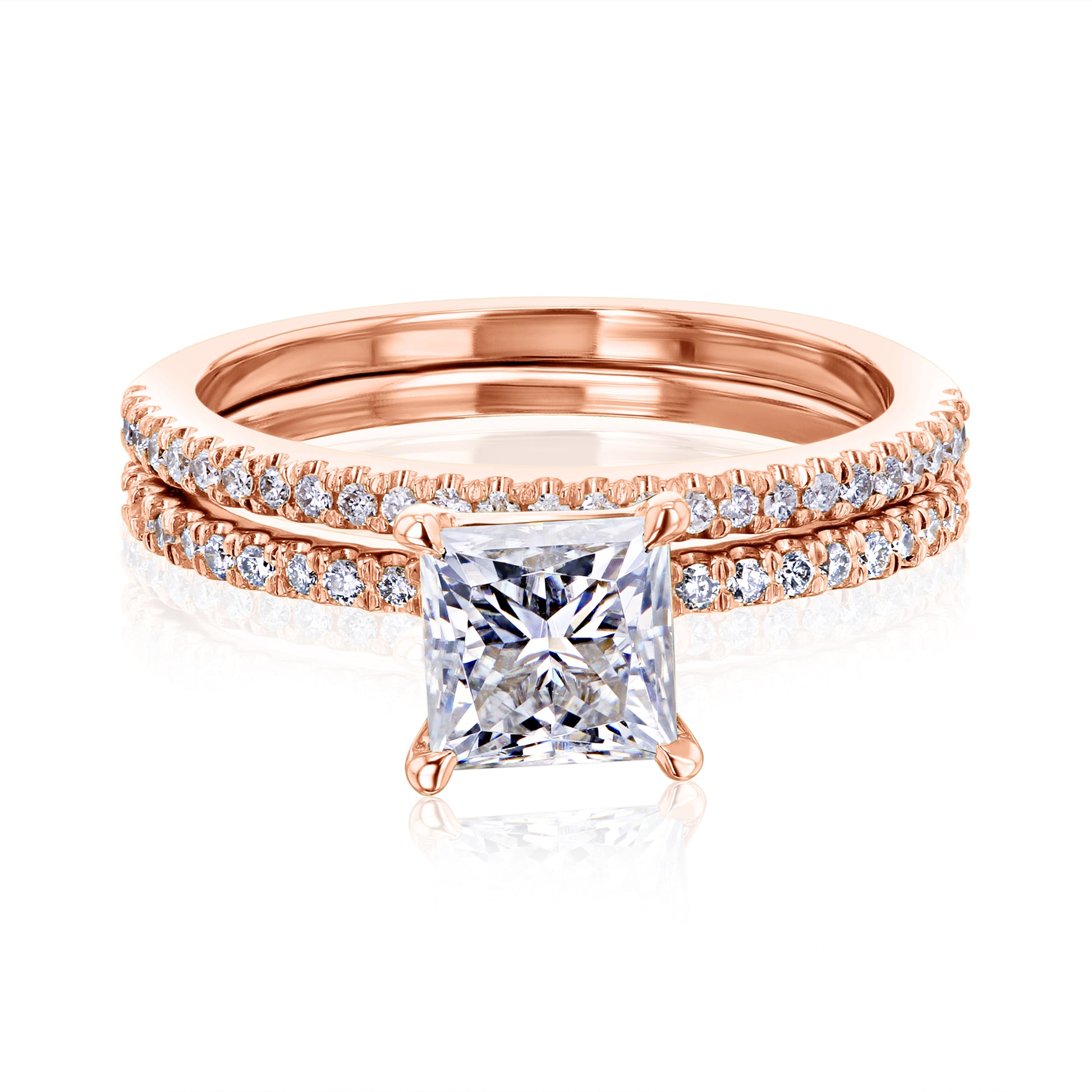 1.15 Carat Moissanite Princess Petite Bridal Set