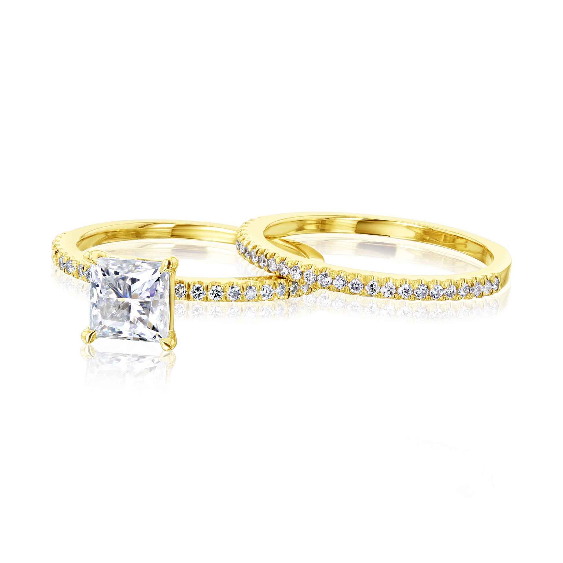 1.15 Carat Moissanite Princess Petite Bridal Set