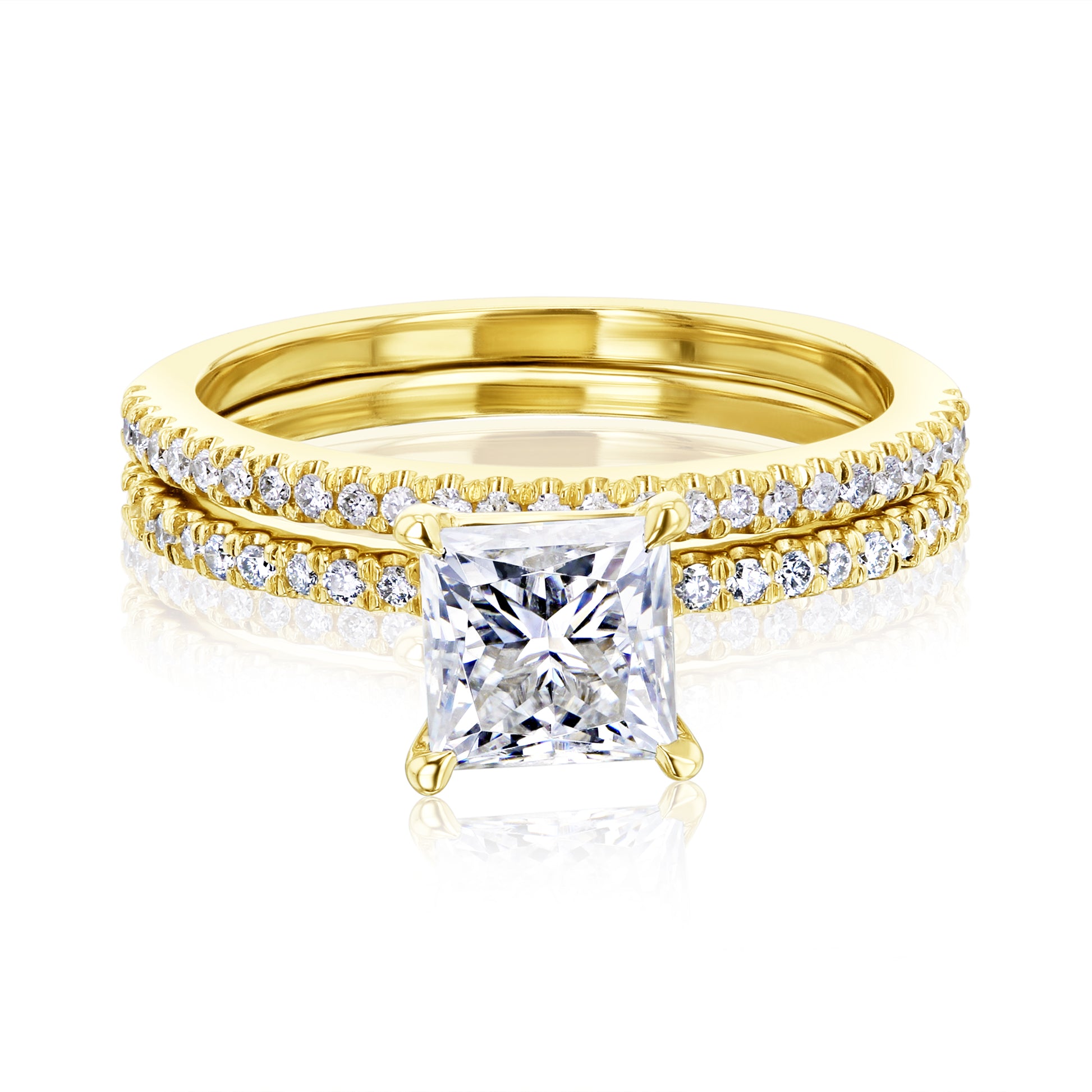 1.15 Carat Moissanite Princess Petite Bridal Set
