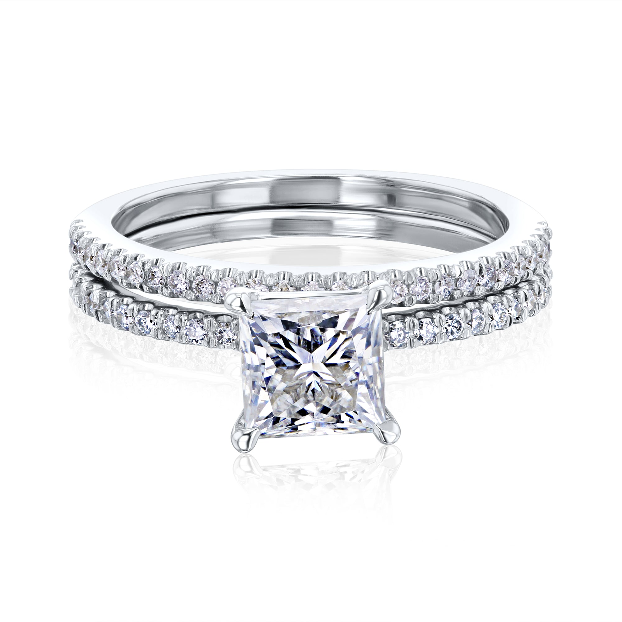 1.15 Carat Moissanite Princess Petite Bridal Set