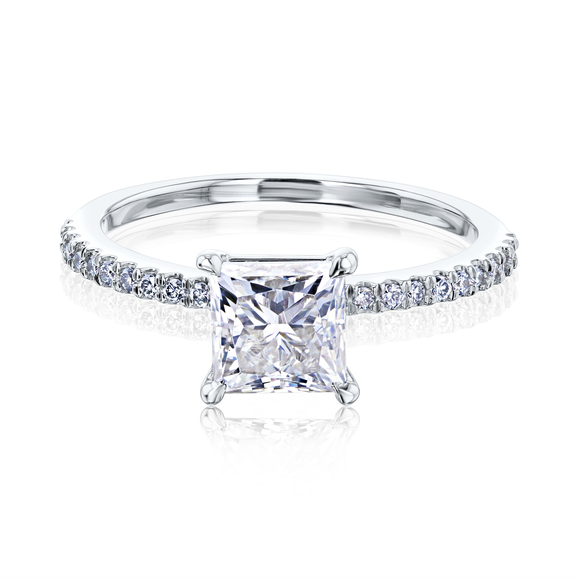 1 Carat Moissanite Princess Petite Ring