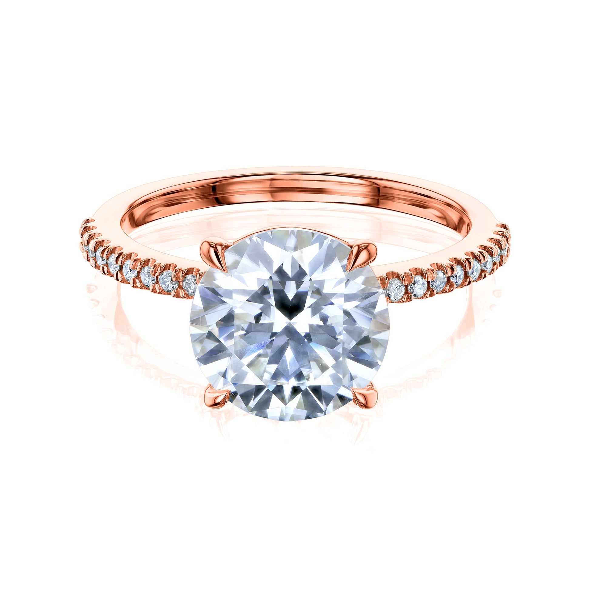 Kobelli Round Moissanite and Diamond Petite Engagement Ring