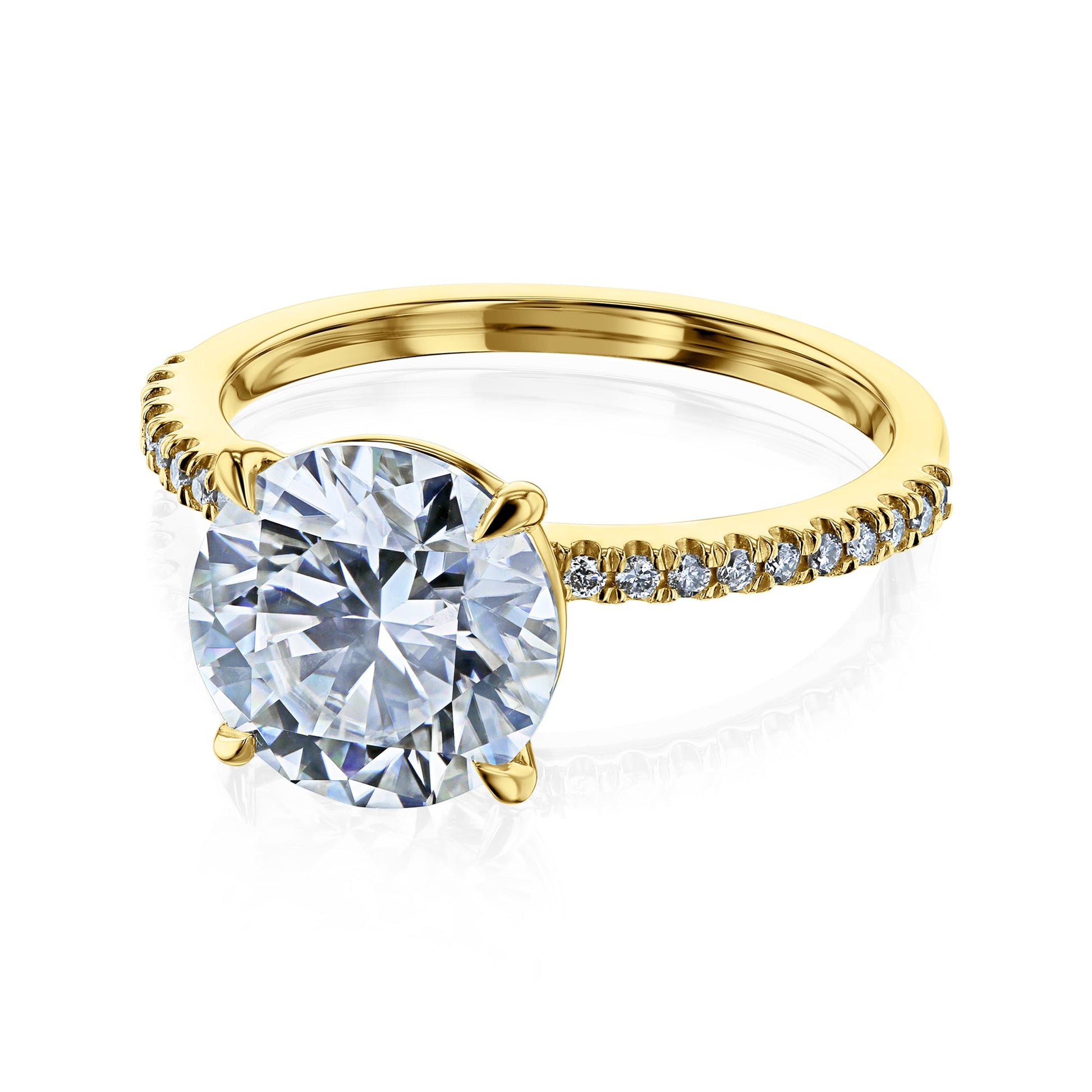 Kobelli Round Moissanite and Diamond Petite Engagement Ring