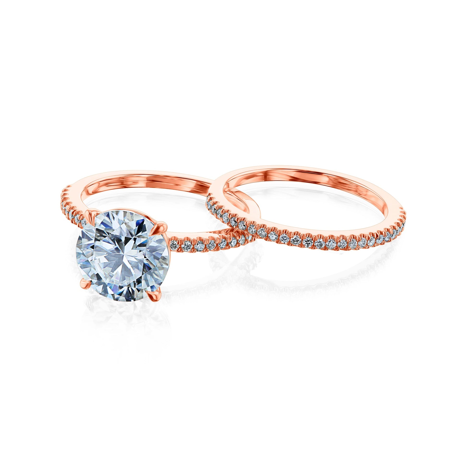 Kobelli Round Moissanite and Diamond Petite Bridal Set