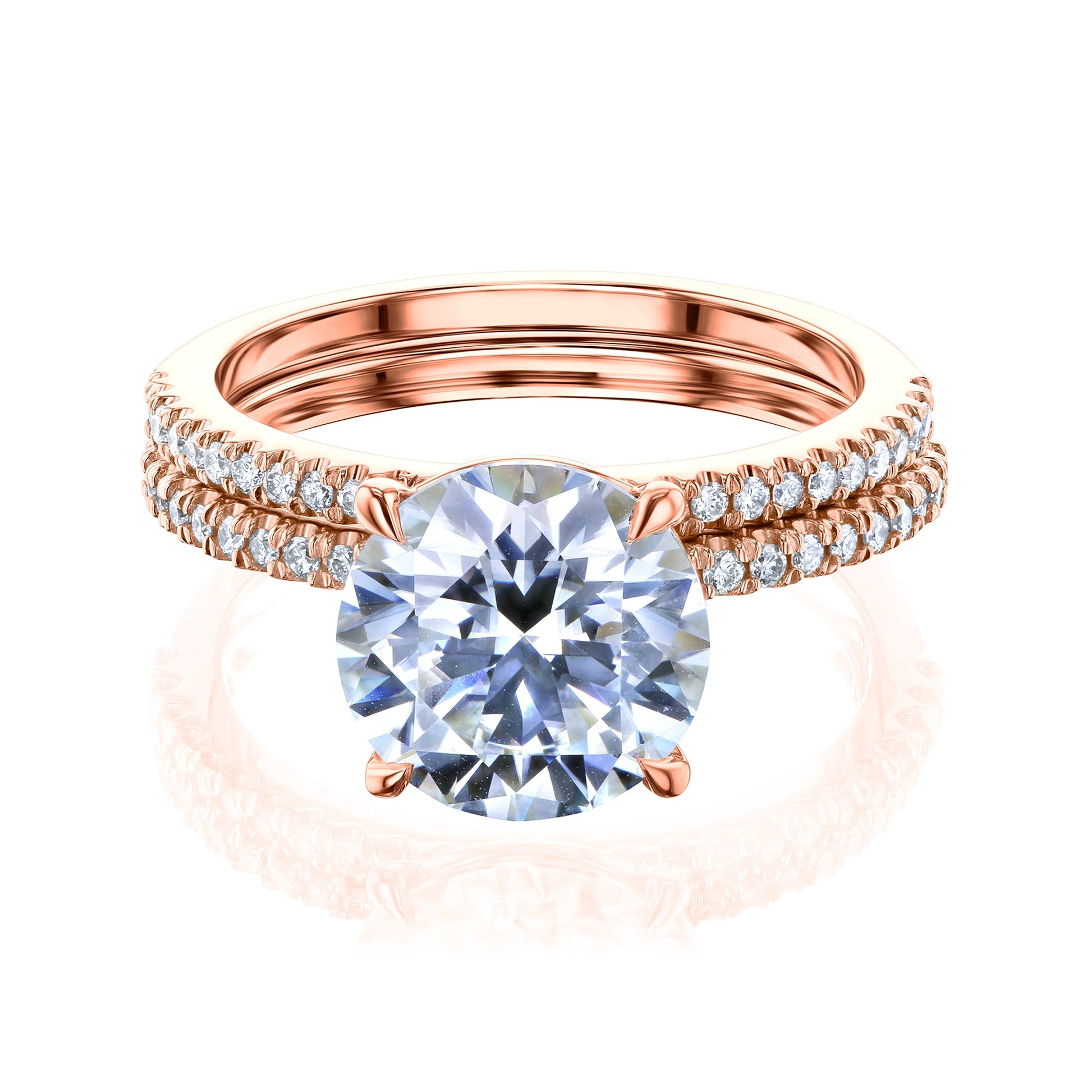 Kobelli Round Moissanite and Diamond Petite Bridal Set