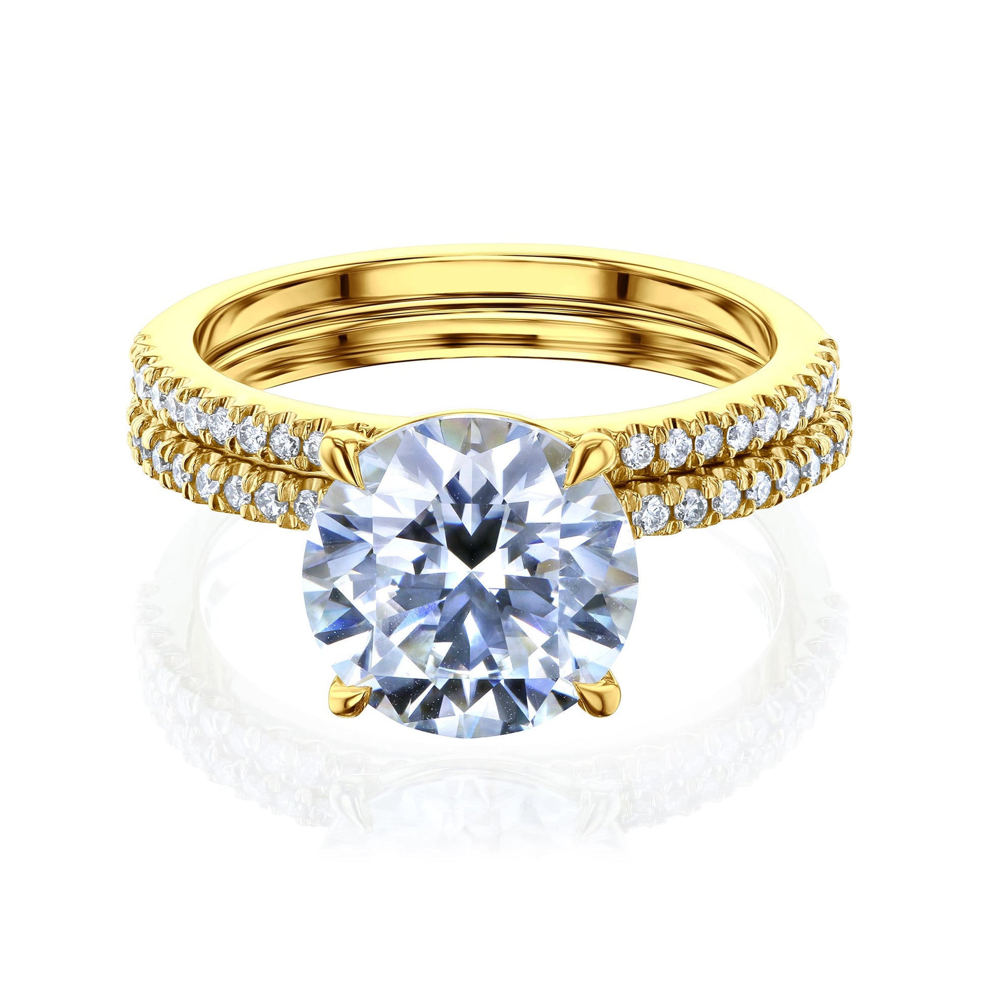 Kobelli Round Moissanite and Diamond Petite Bridal Set