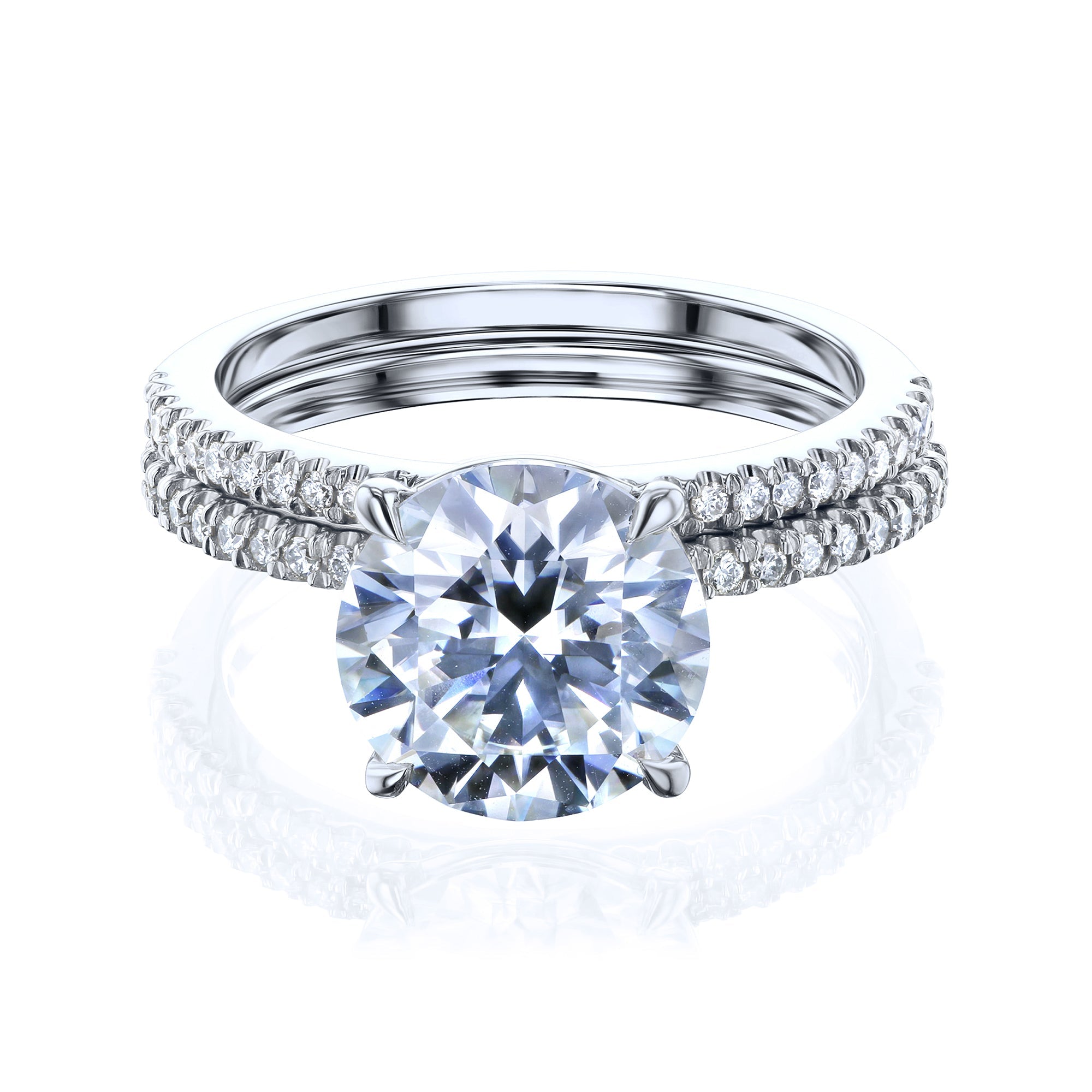 Kobelli Round Moissanite and Diamond Petite Bridal Set