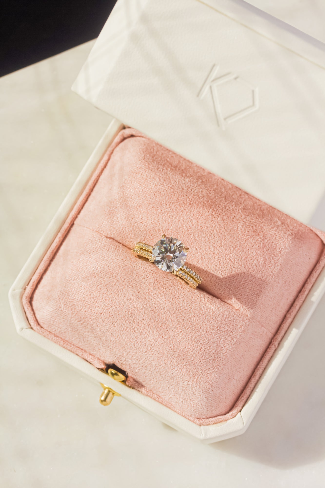 Kobelli Round Moissanite and Diamond Petite Bridal Set