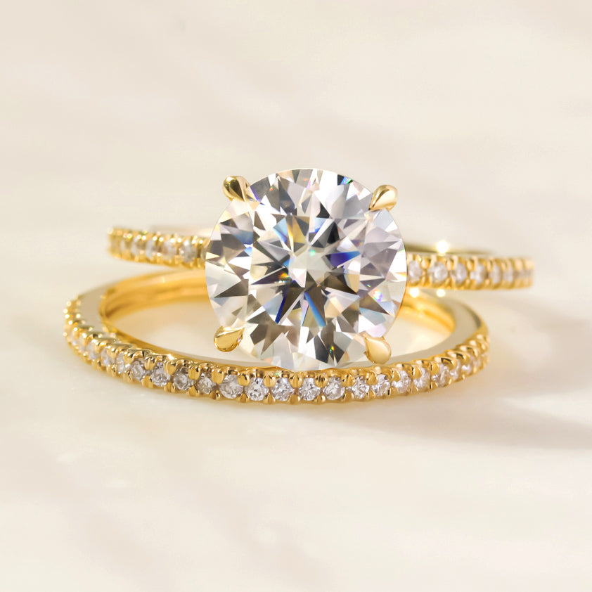 Kobelli Round Moissanite and Diamond Petite Bridal Set