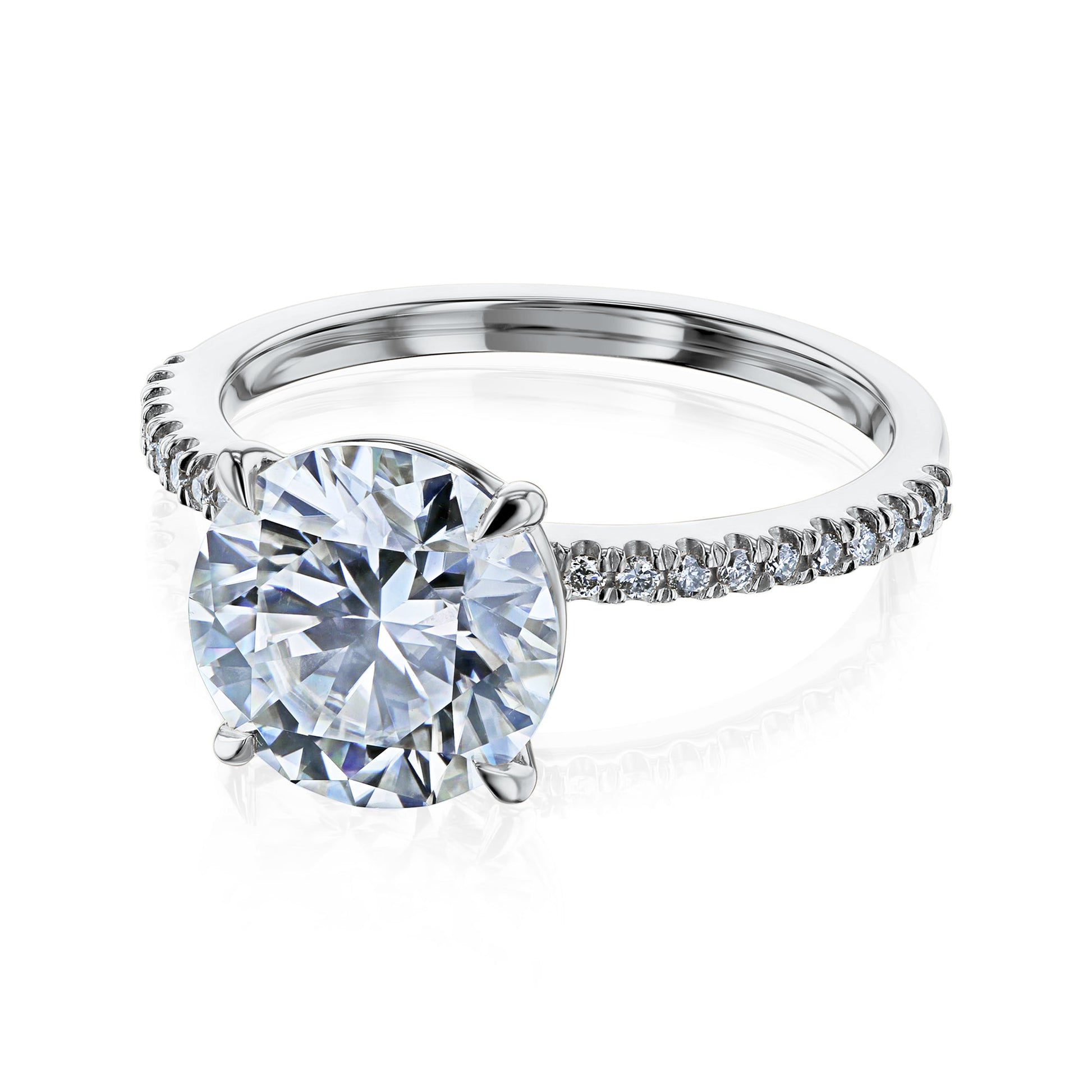 Kobelli Round Moissanite and Diamond Petite Engagement Ring