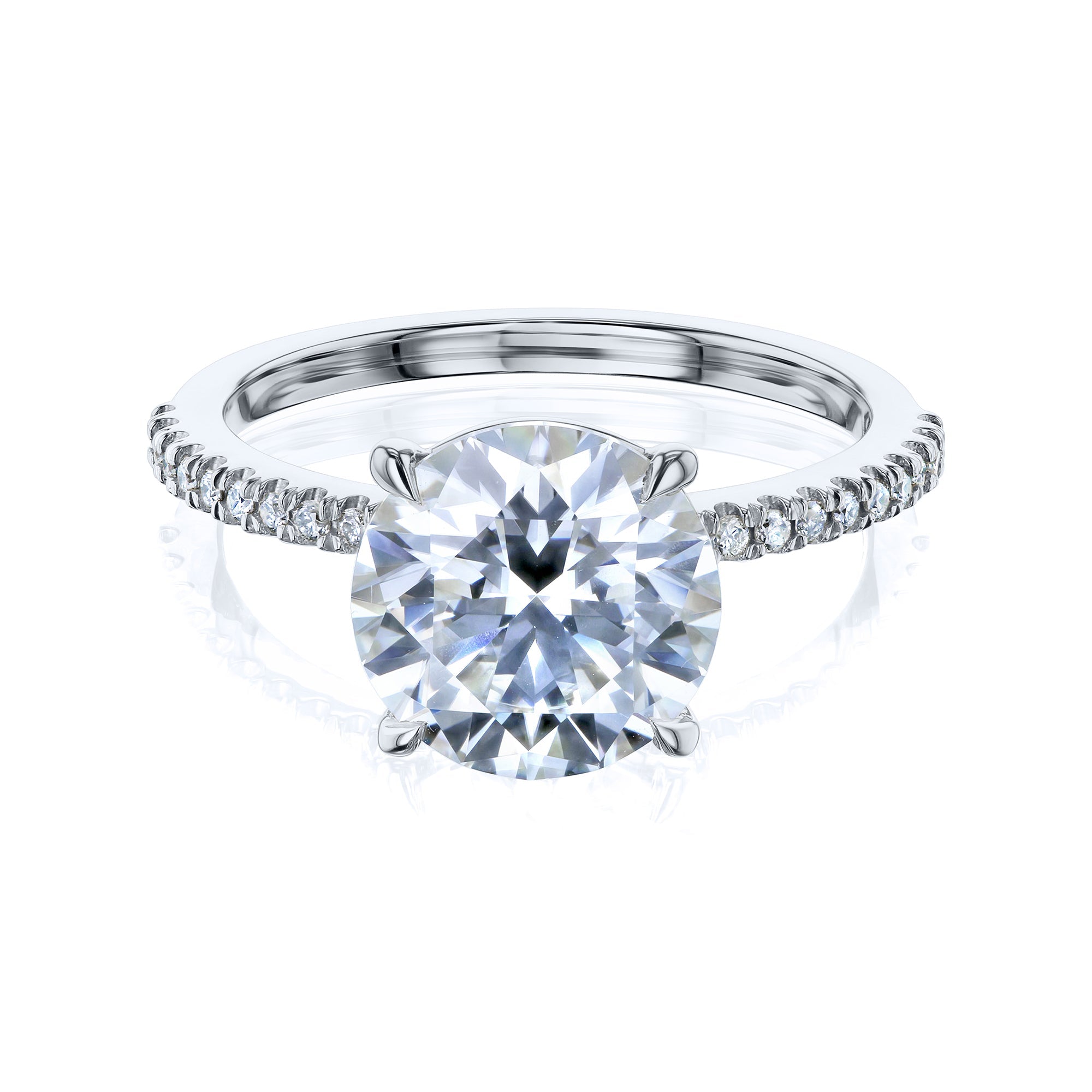 Kobelli Round Moissanite and Diamond Petite Engagement Ring
