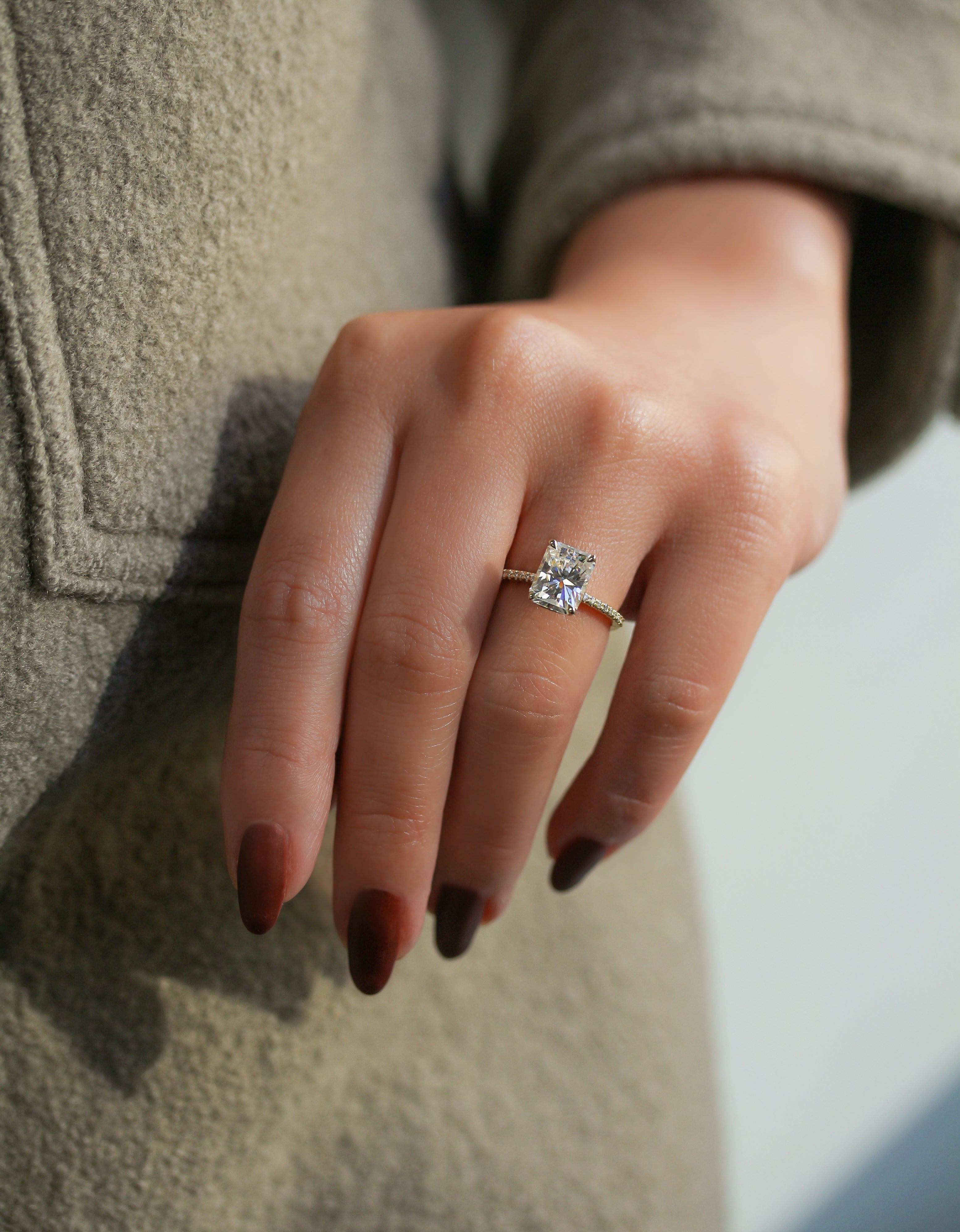 Kobelli Round Moissanite and Diamond Petite Engagement Ring