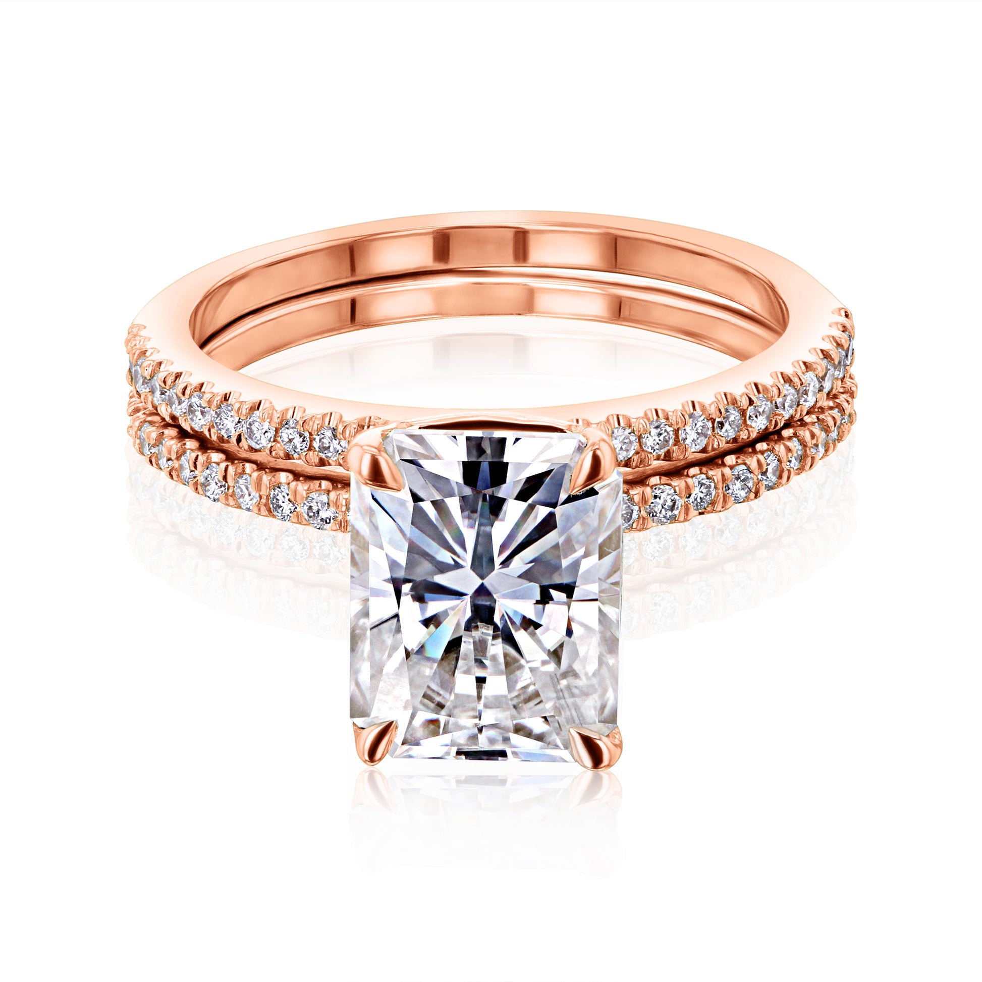 2.95 Carat Moissanite Radiant Petite Bridal Set