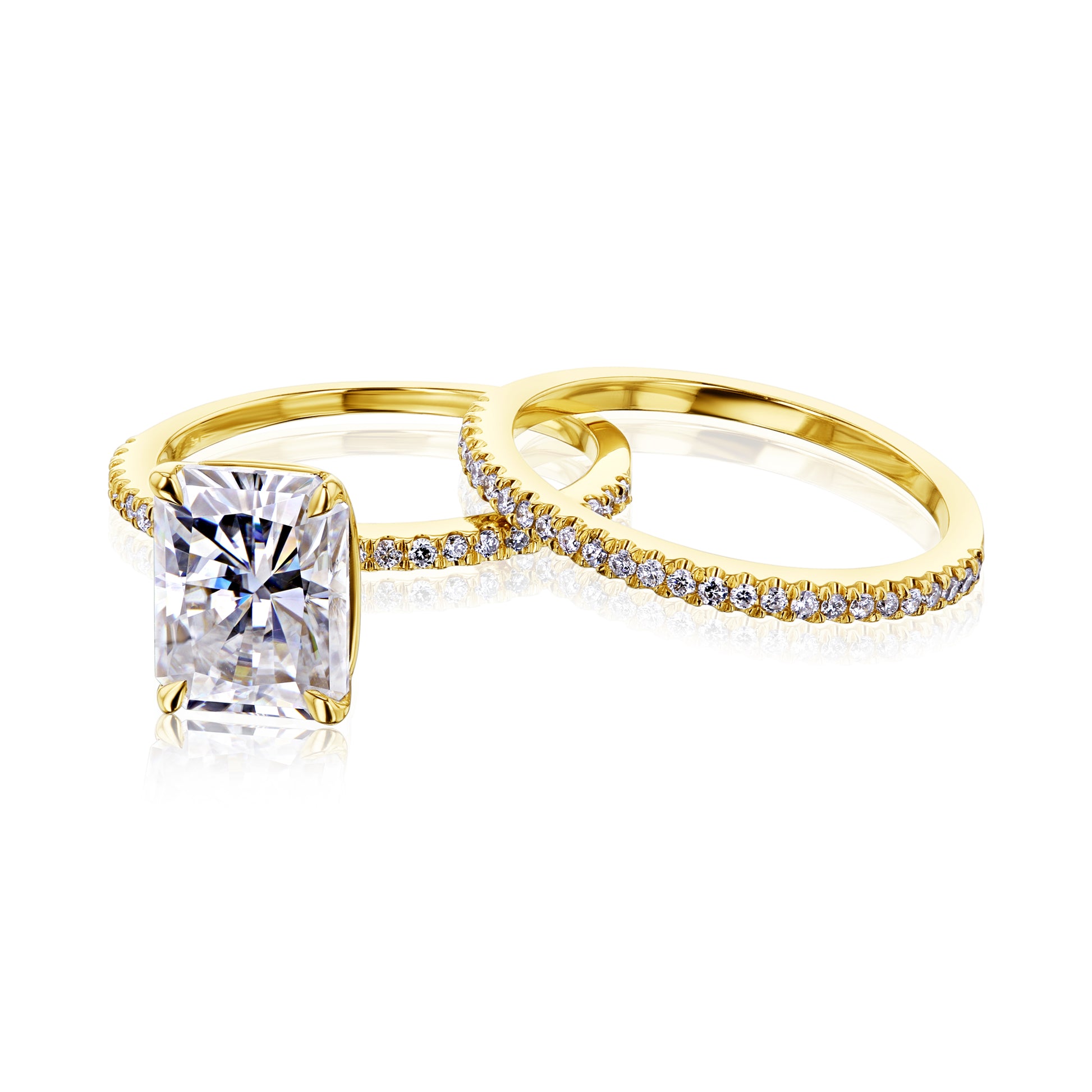 2.95 Carat Moissanite Radiant Petite Bridal Set