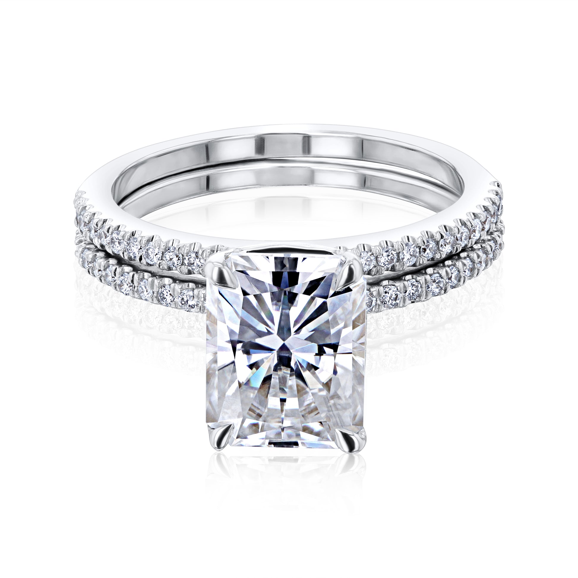 2.95 Carat Moissanite Radiant Petite Bridal Set