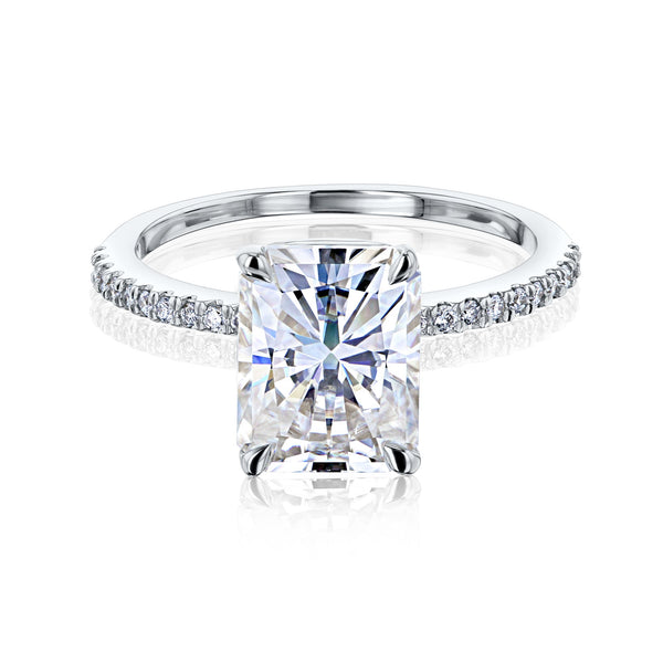 Kobelli Round Moissanite and Diamond Petite Engagement Ring