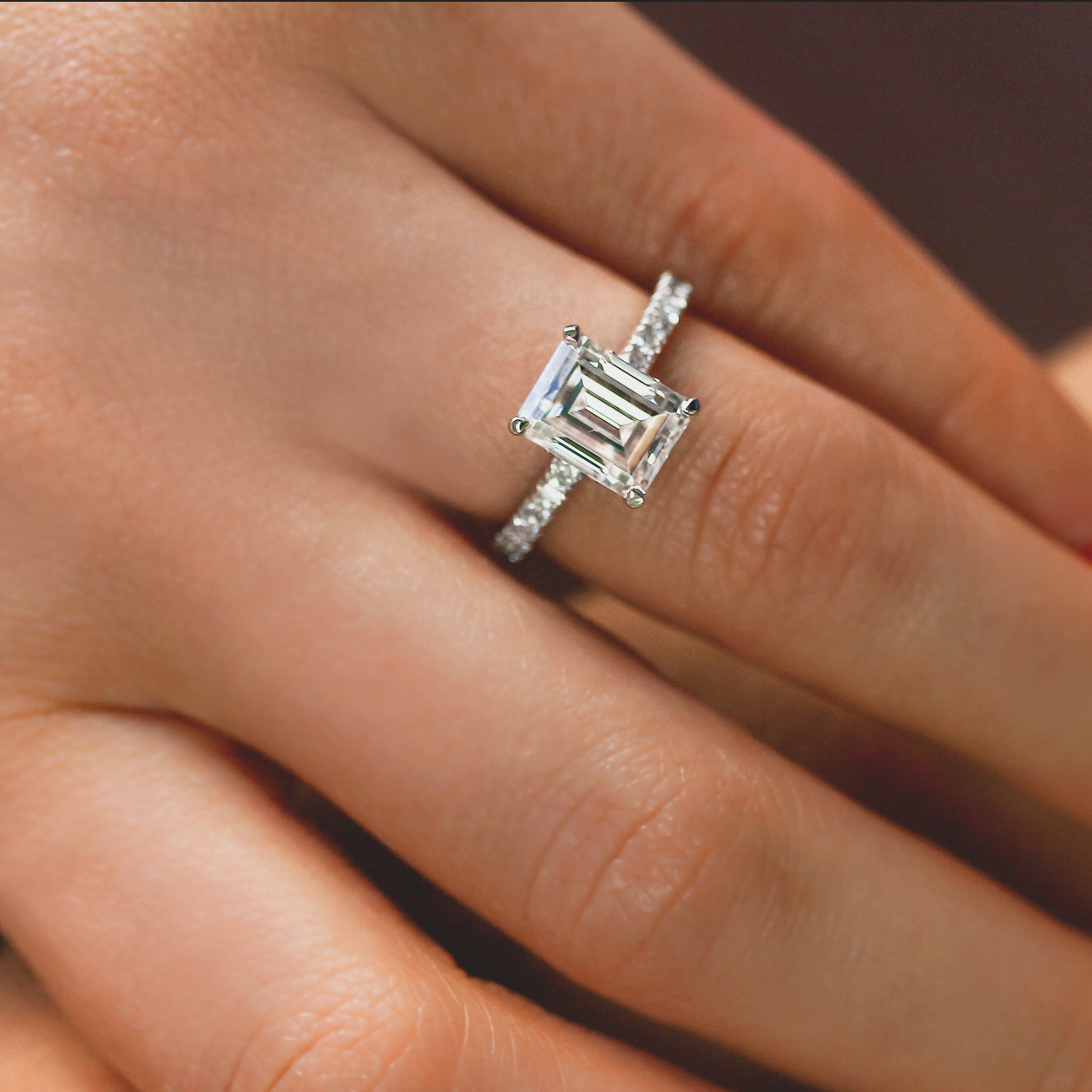 2.9 Carat Moissanite Emerald Madison Ring