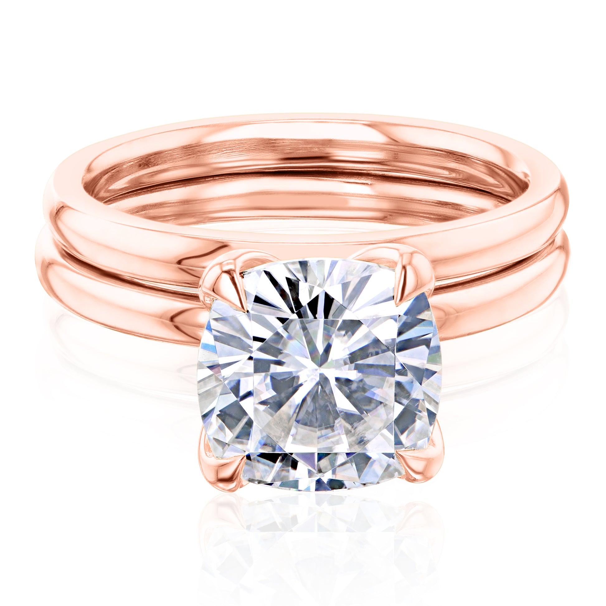 2.8 Carat Moissanite Solitaire Cushion Kyoto Bridal Set