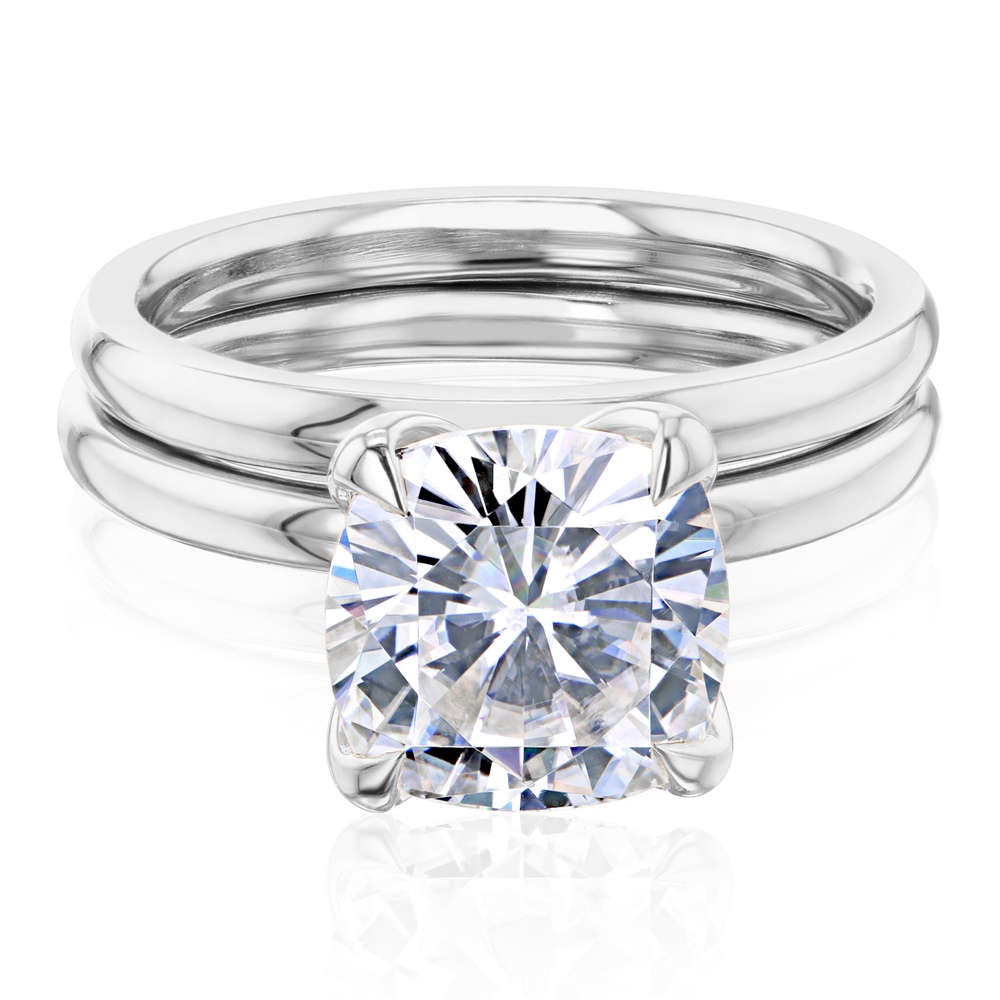 2.8 Carat Moissanite Solitaire Cushion Kyoto Bridal Set