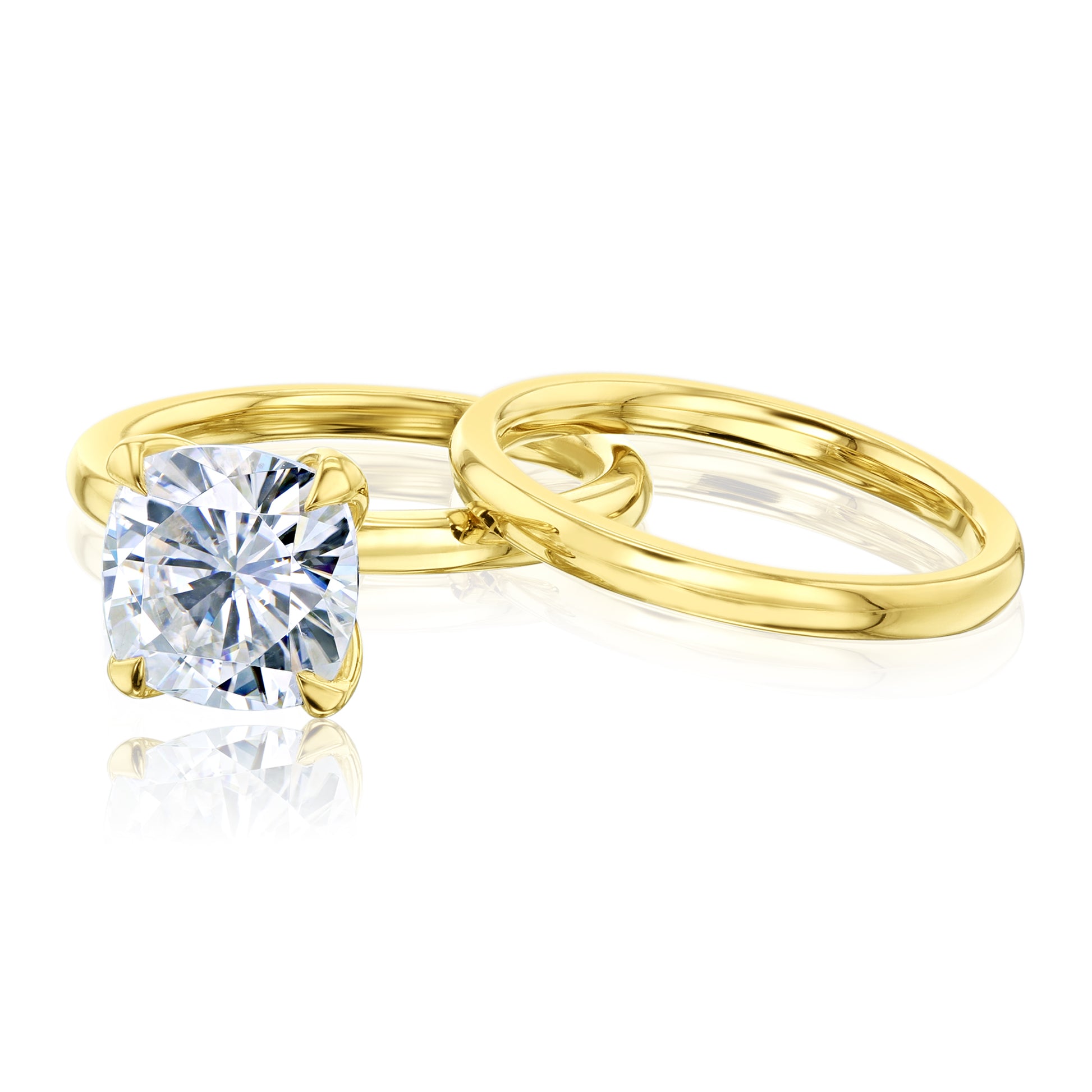 2.8 Carat Moissanite Solitaire Cushion Kyoto Bridal Set