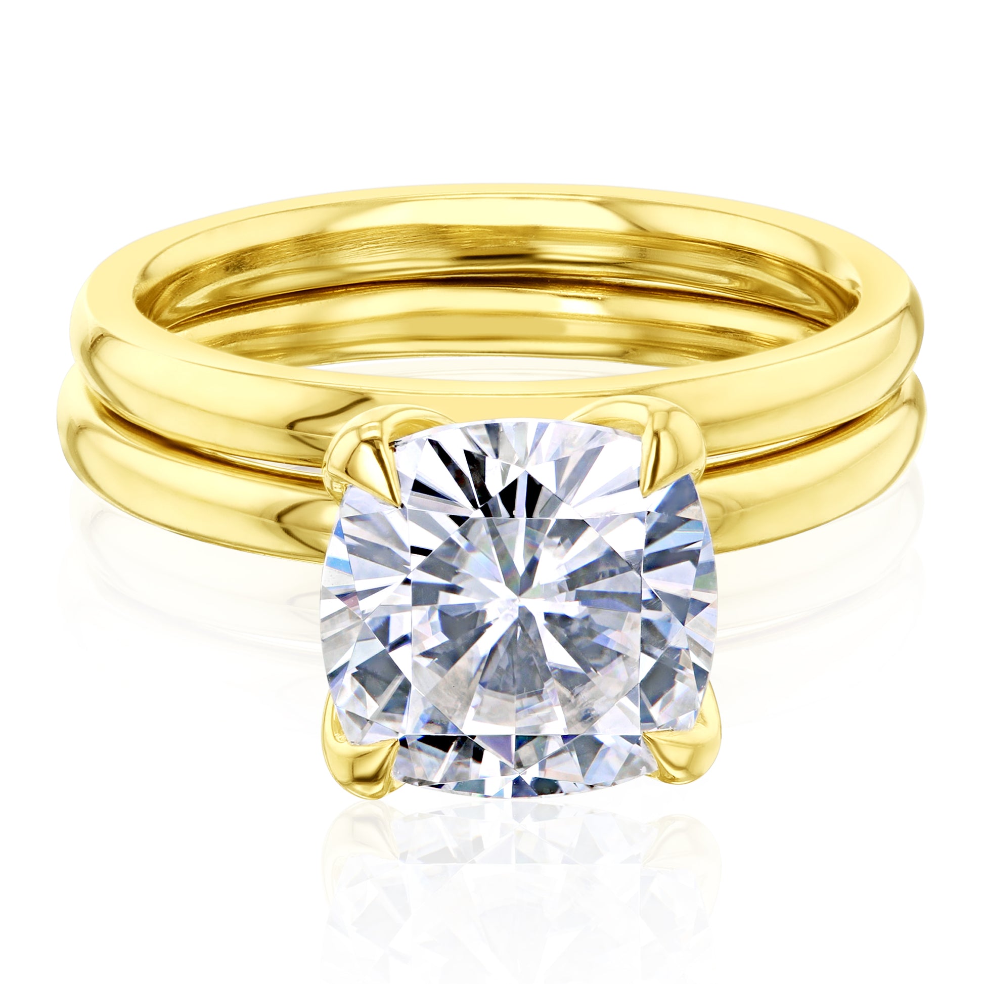 2.8 Carat Moissanite Solitaire Cushion Kyoto Bridal Set