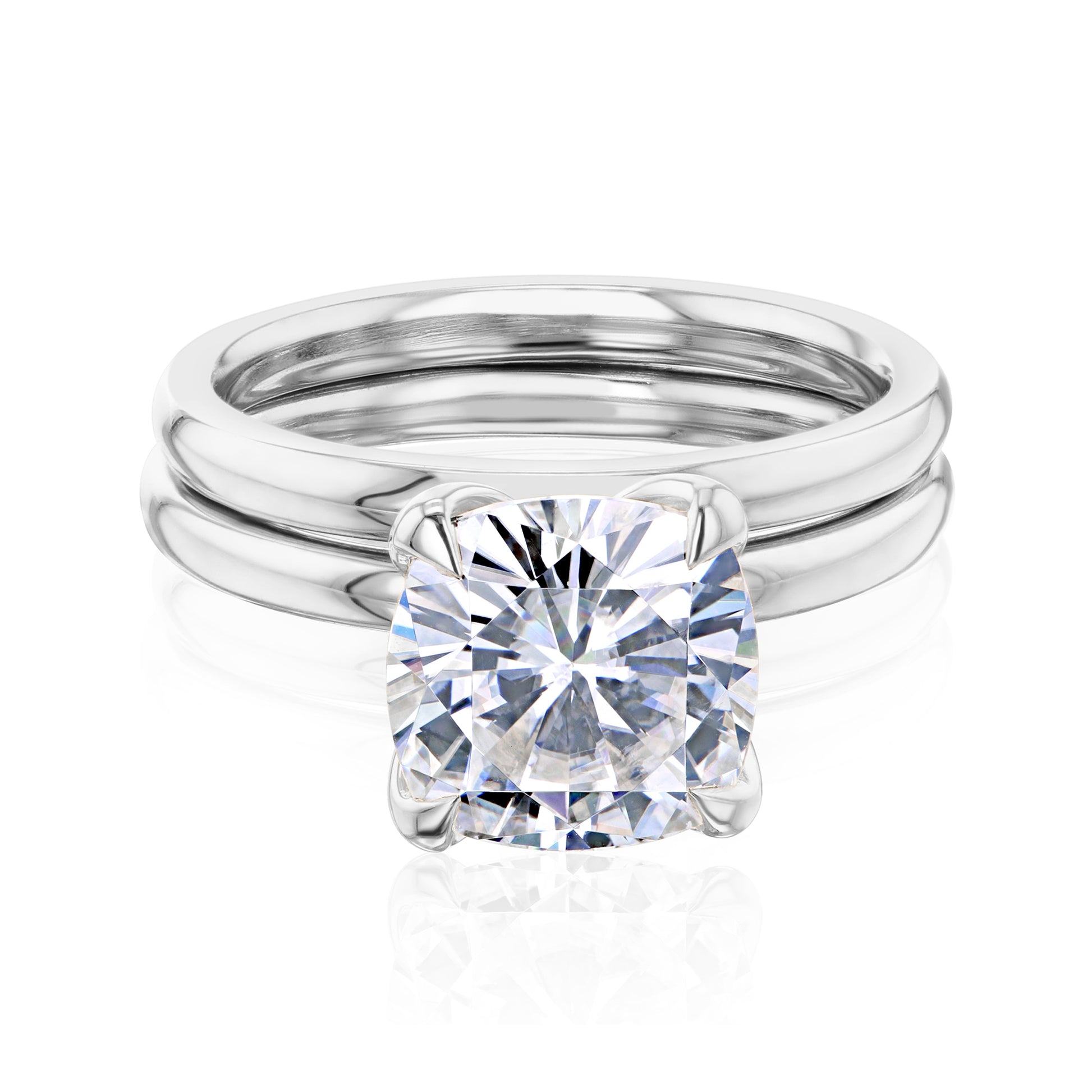 2.8 Carat Moissanite Solitaire Cushion Kyoto Bridal Set