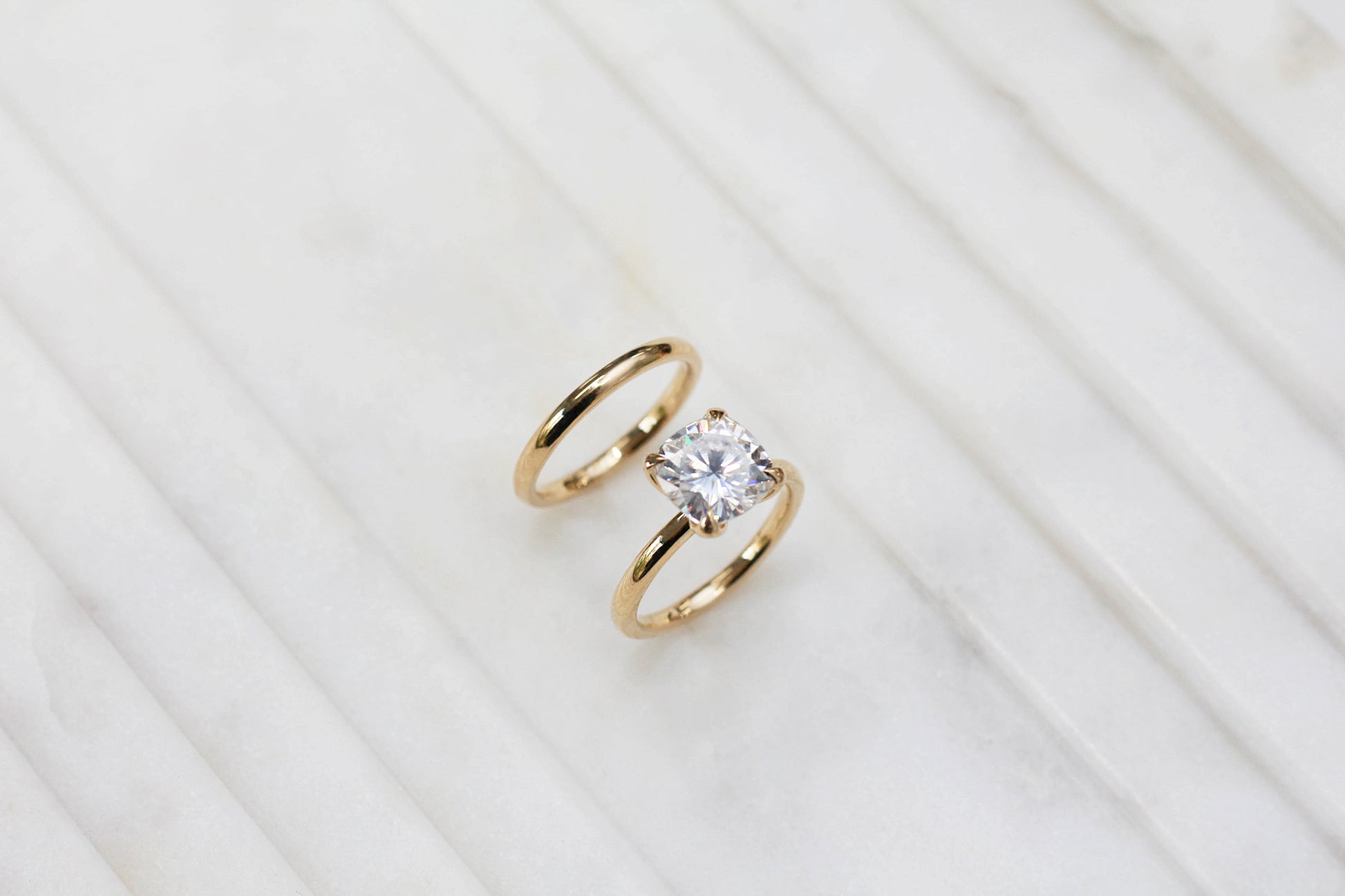 2.8 Carat Moissanite Solitaire Cushion Kyoto Bridal Set