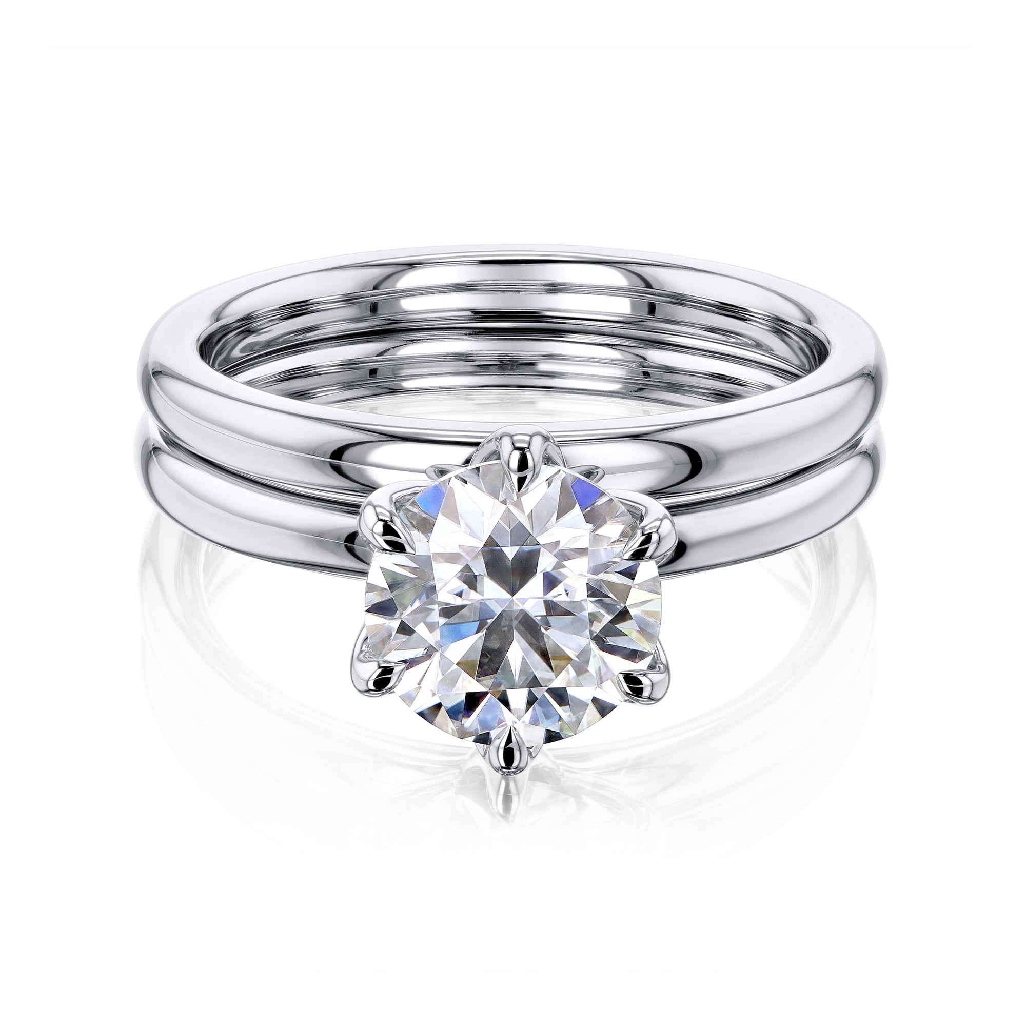 1.5 Carat Moissanite Solitaire Kyoto Bridal Set