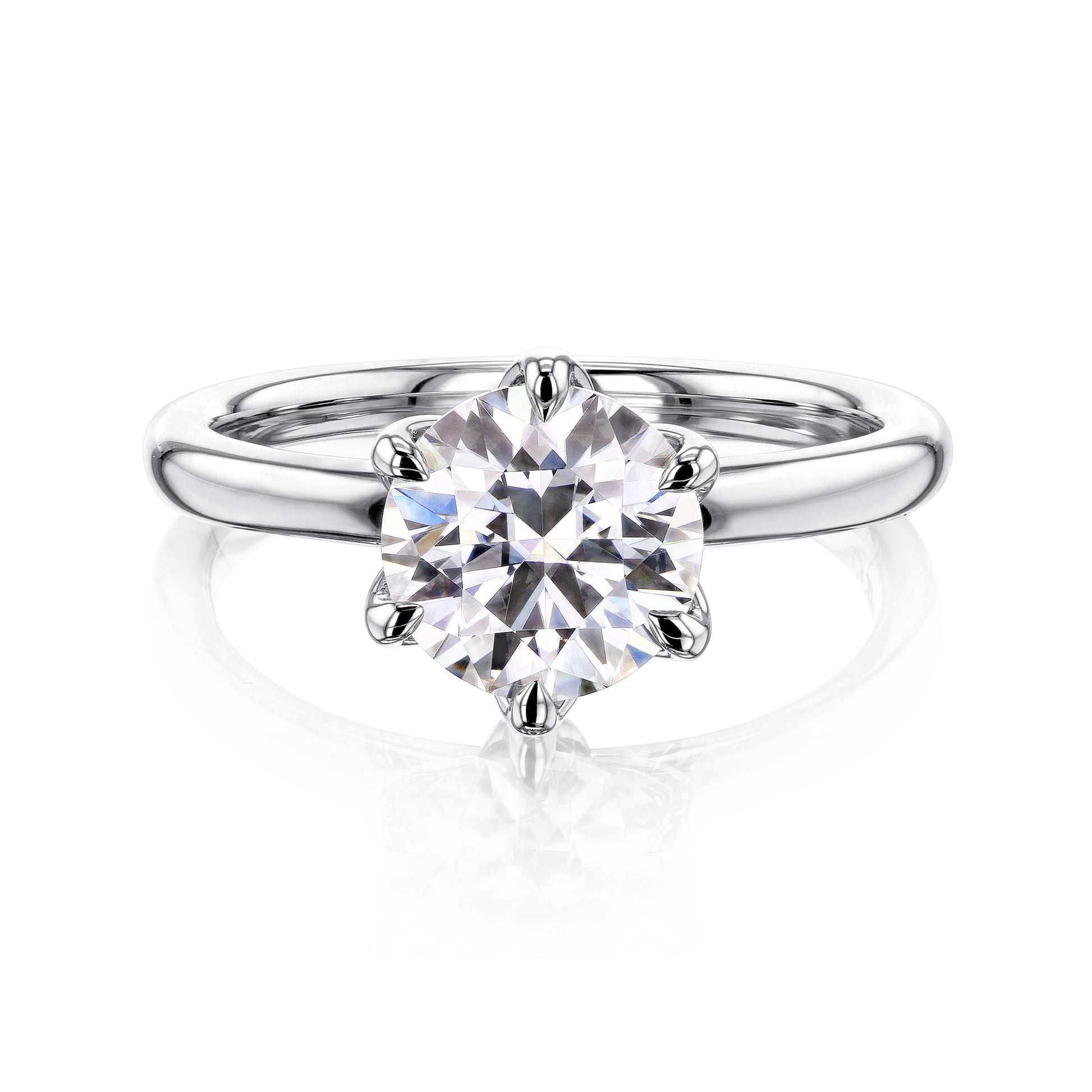 Kobelli 6-Prong Solitaire Plain Solid Gold Band Floating Tulip Setting Engagement Ring