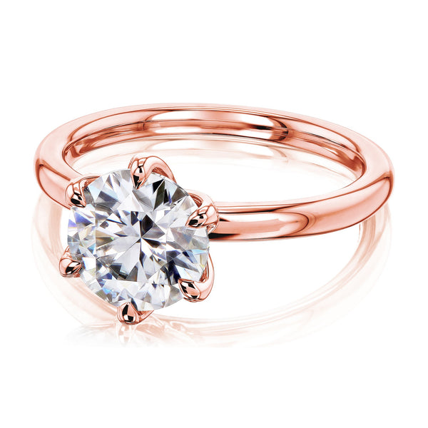 2ct Round-cut Diamond Floating Tulip Solitaire Engagement Ring