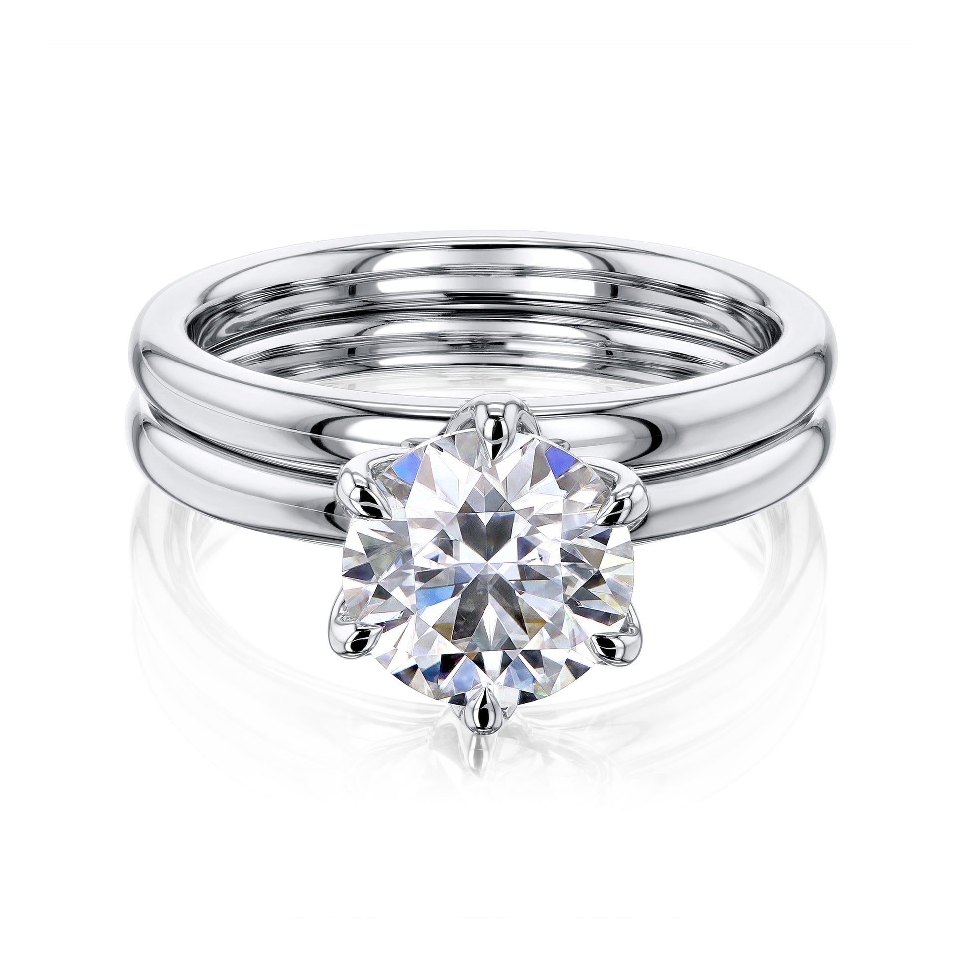 1.9 Carat Moissanite Solitaire Kyoto Bridal Set