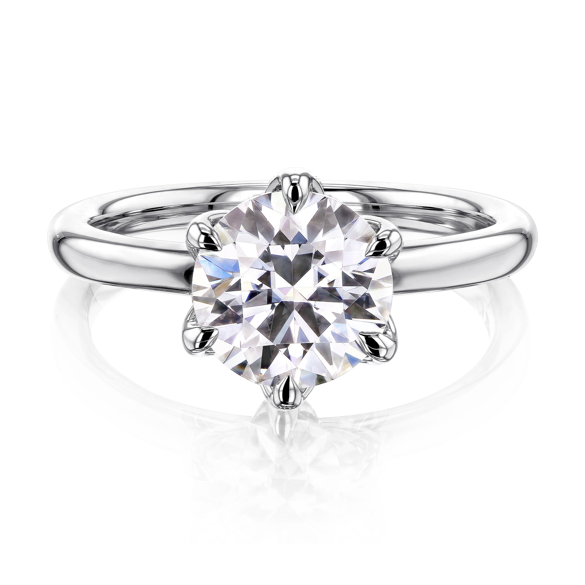 2ct Round-cut Diamond Floating Tulip Solitaire Engagement Ring