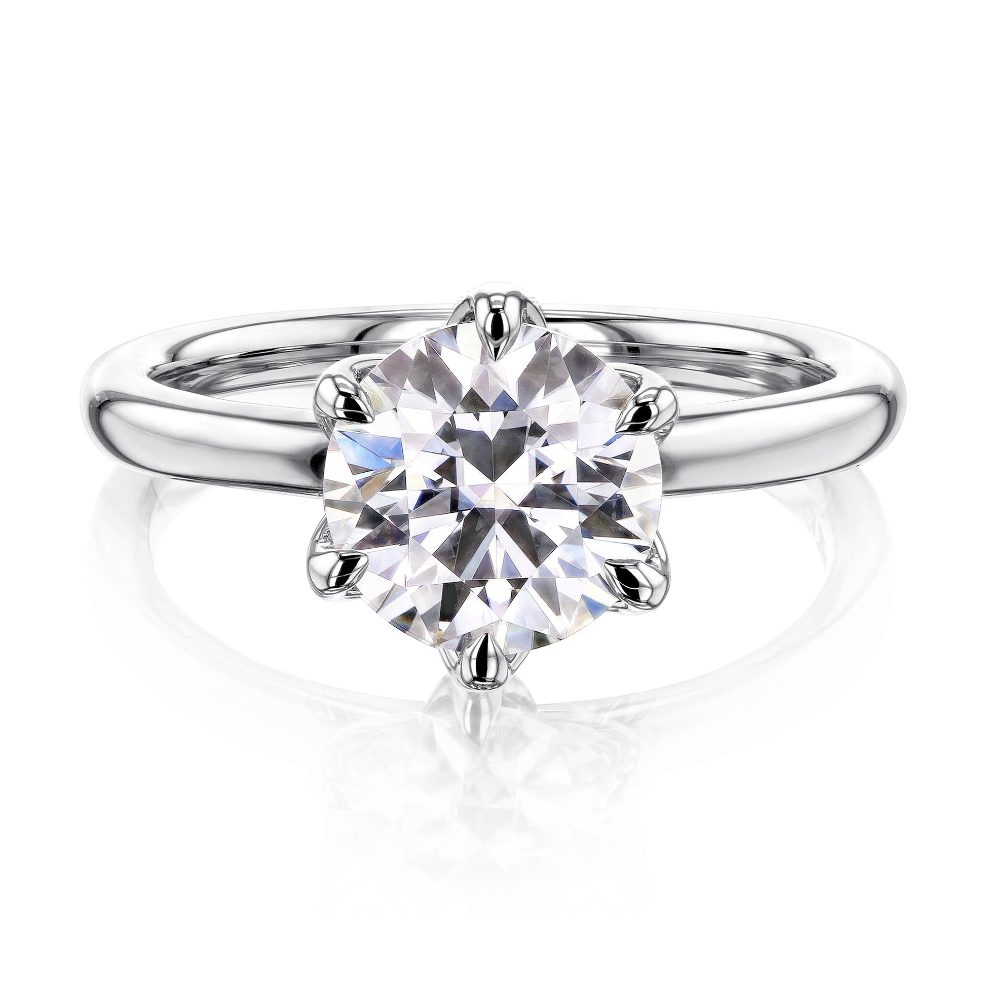 2ct Round-cut Diamond Floating Tulip Solitaire Engagement Ring
