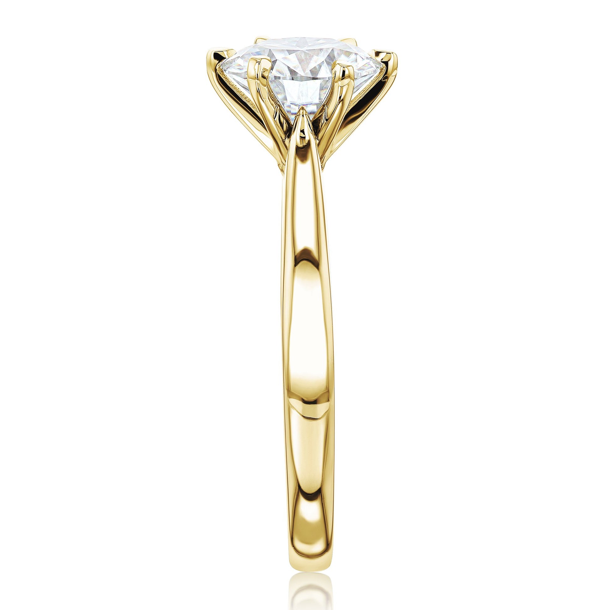 Kobelli 6-Prong Solitaire Plain Solid Gold Band Cathedral Engagement Ring