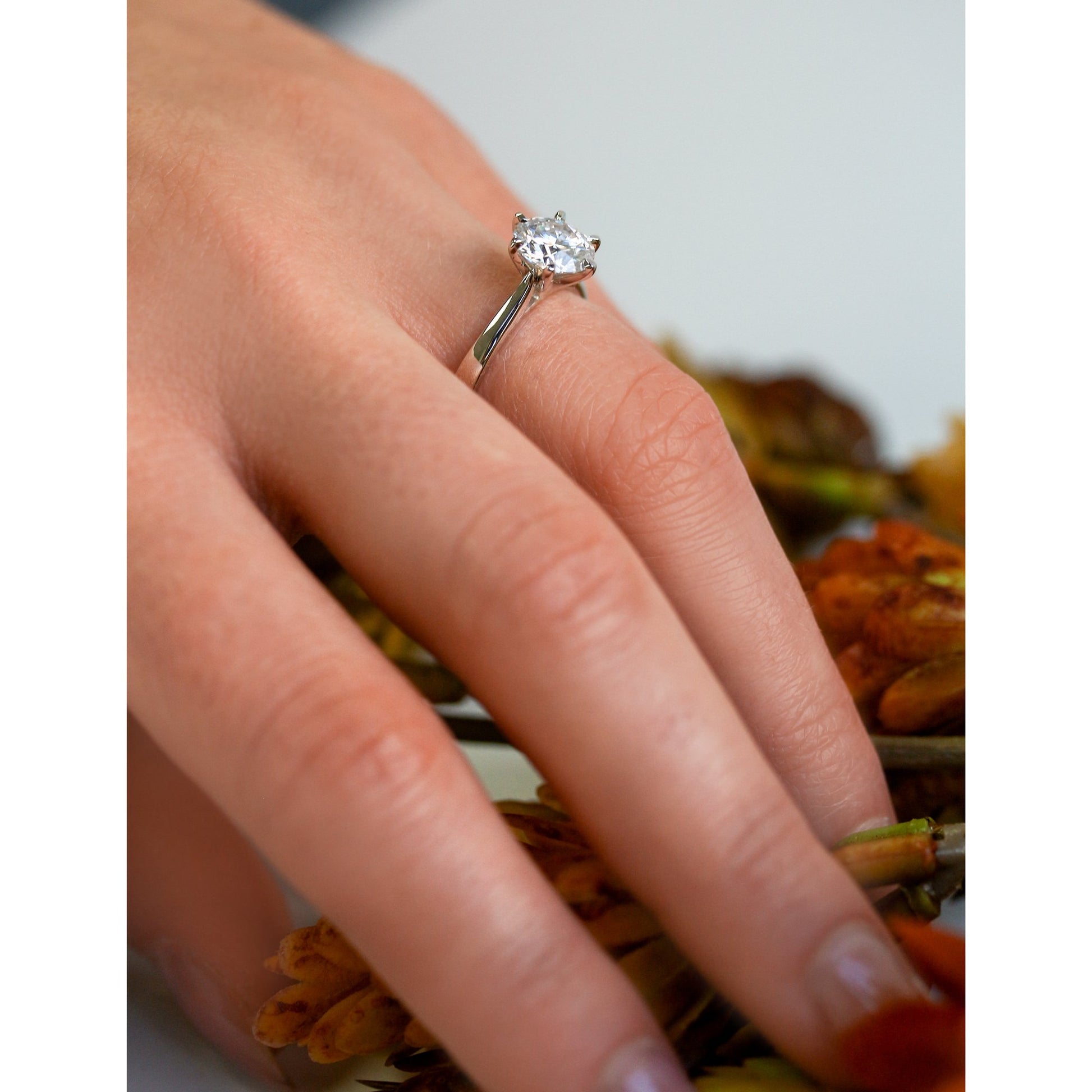 Kobelli 6-Prong Solitaire Plain Solid Gold Band Cathedral Engagement Ring