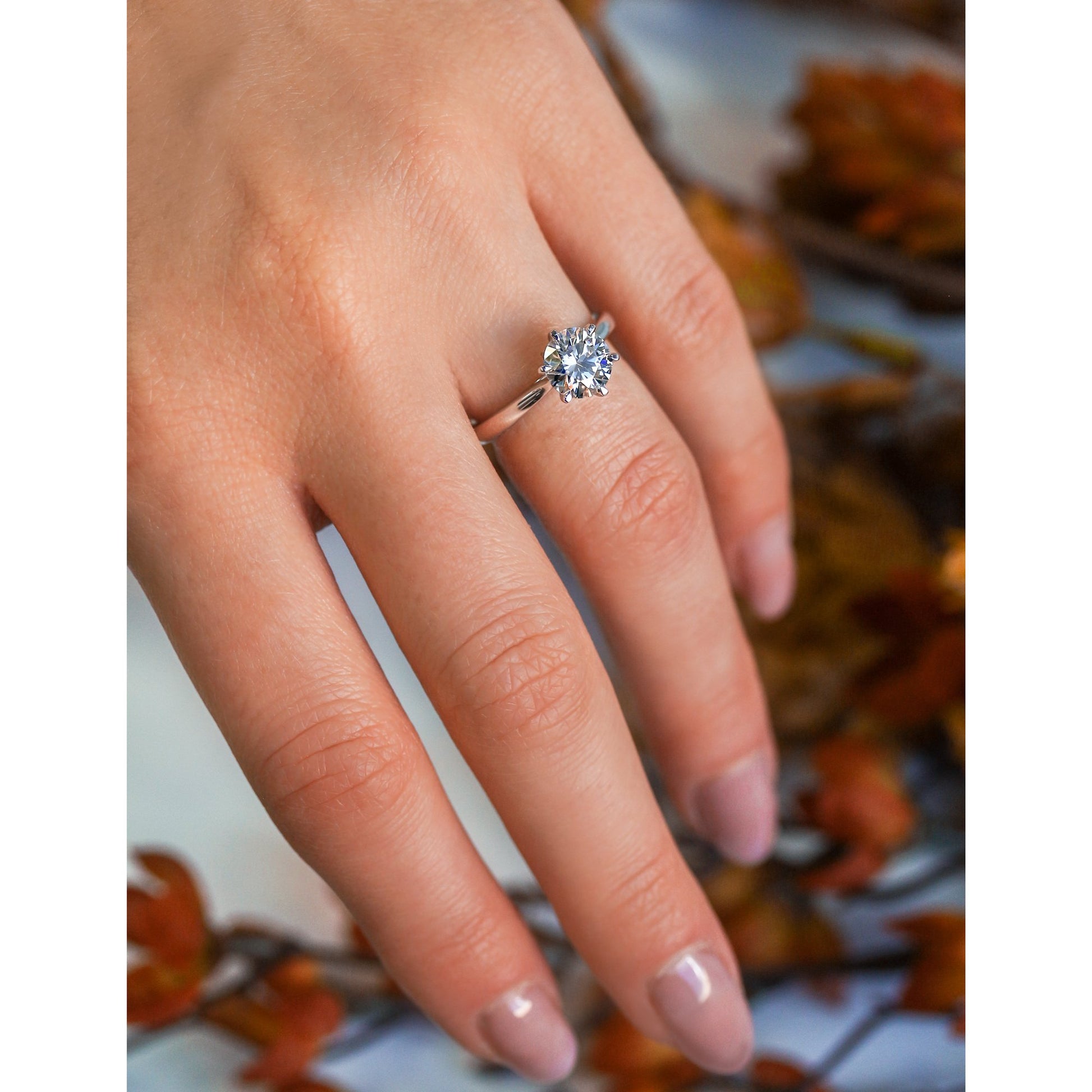 Kobelli 6-Prong Solitaire Plain Solid Gold Band Cathedral Engagement Ring