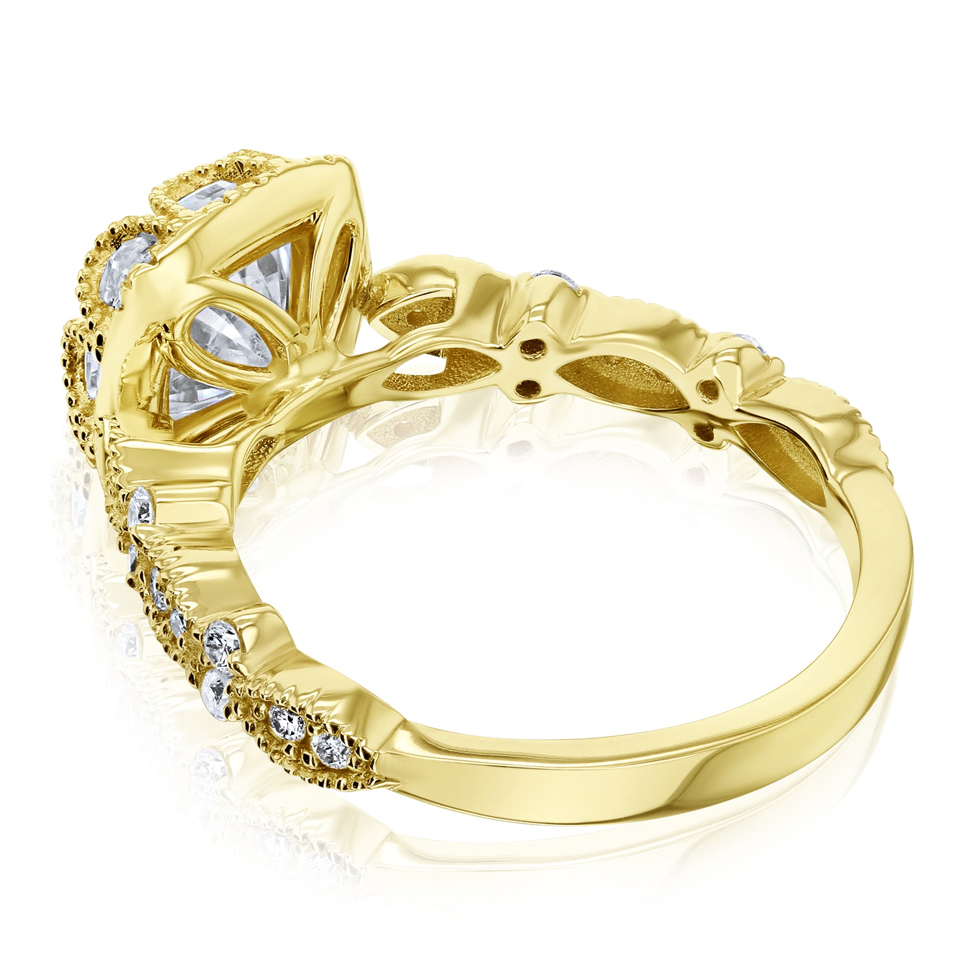 Colleen 1.70-Carat Cushion Halo Scallop Vintage Bridal Set